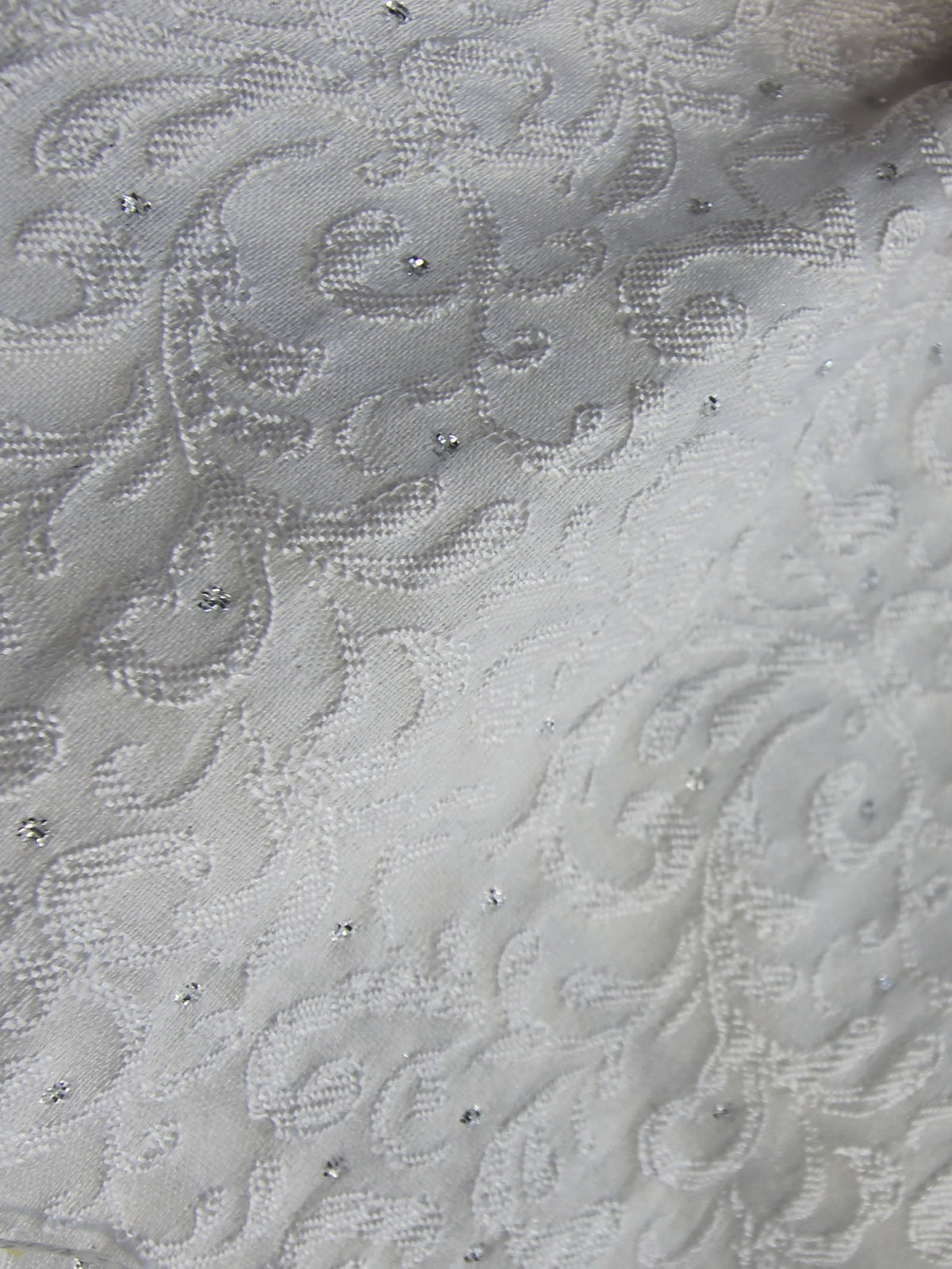 Brocart Jacquard Blanc à Pois Argentés - Immobile