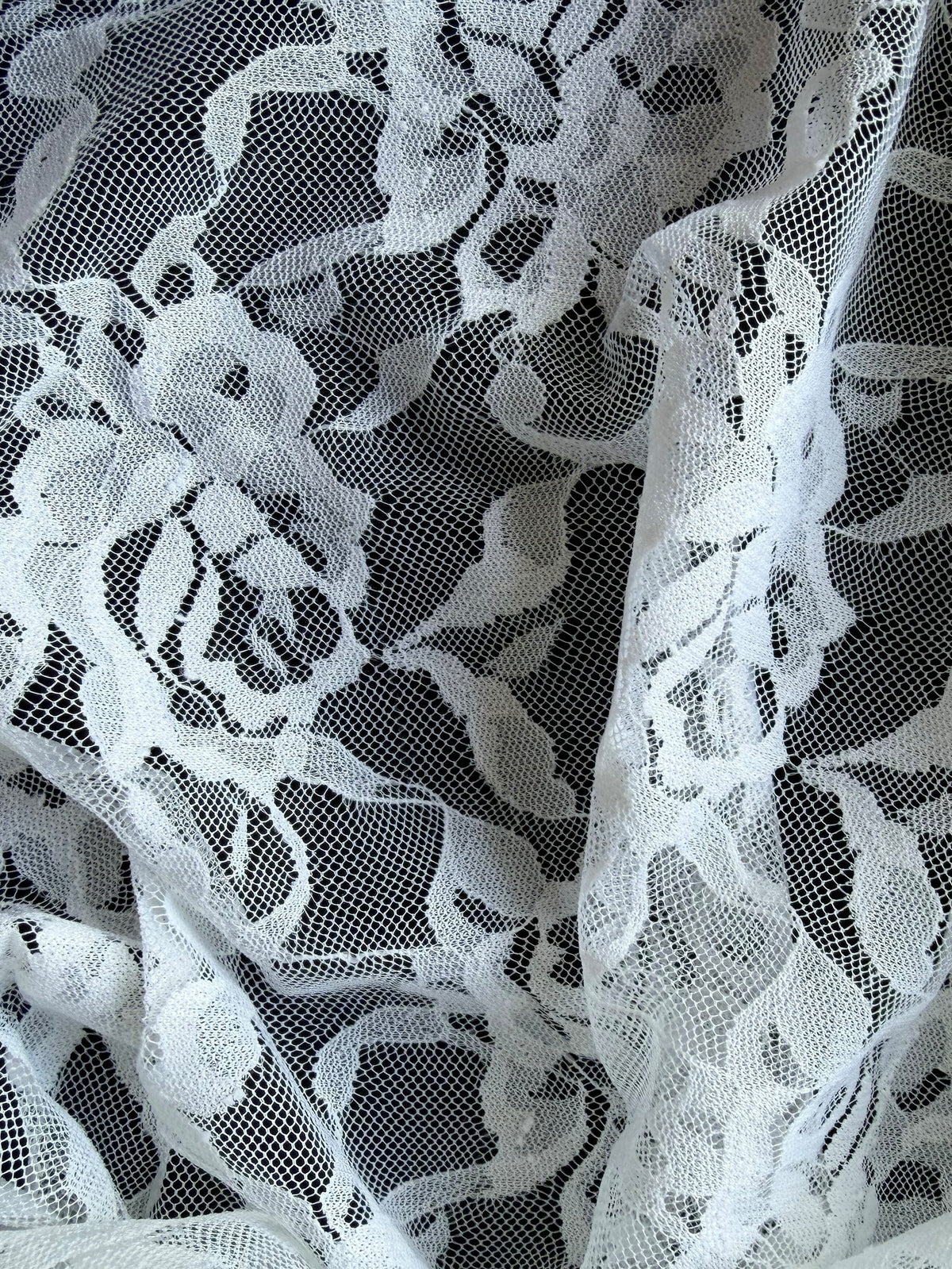 Dentelle Raschel extensible blanche – Matina