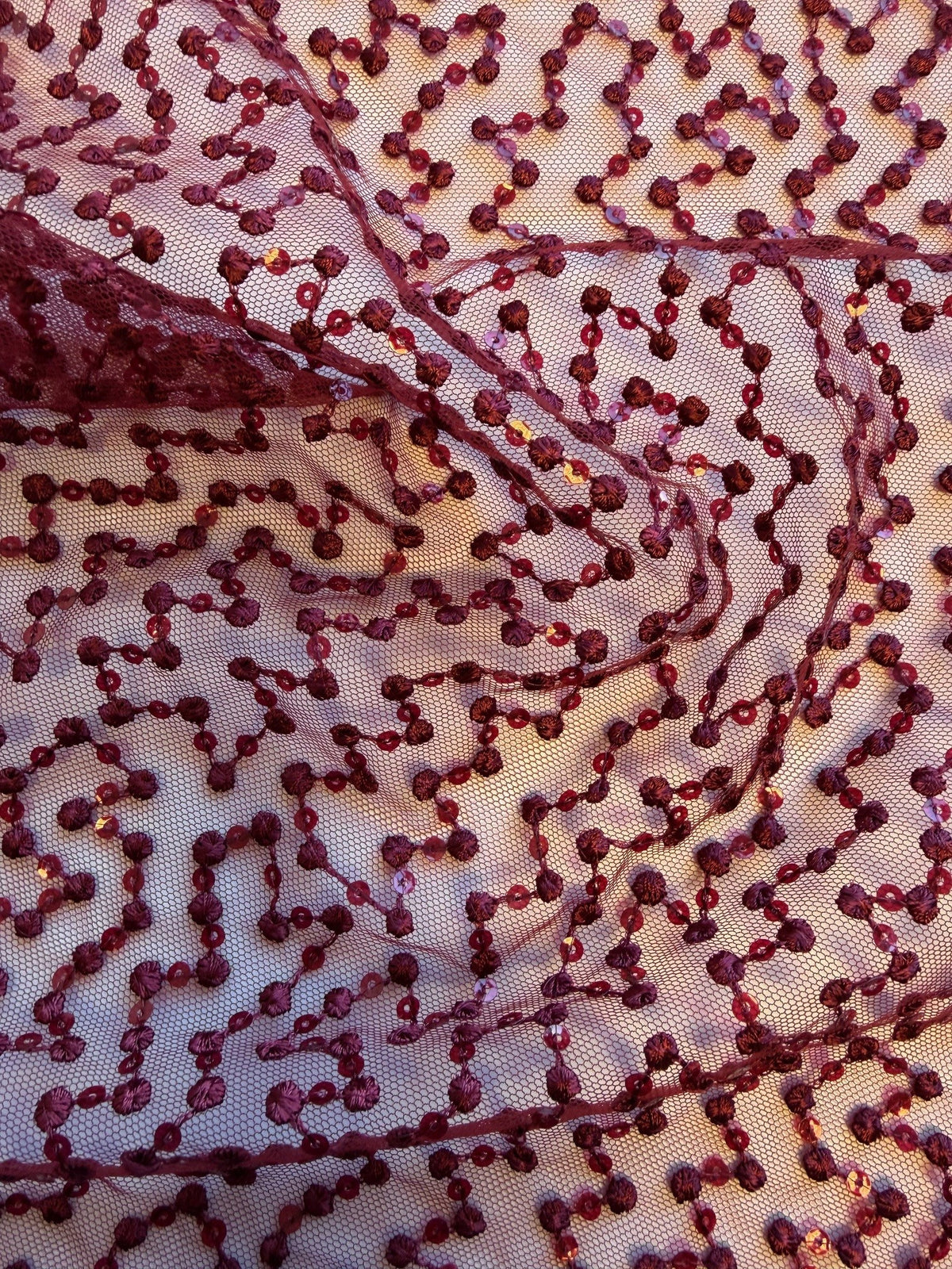 Dentelle brodée de sequins couleur vin - EB3029