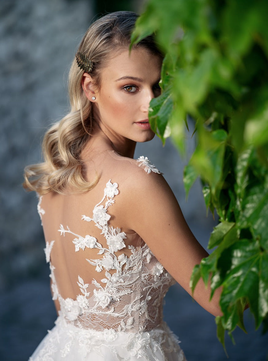 Dentelle 3D brodée blanche - Abiona