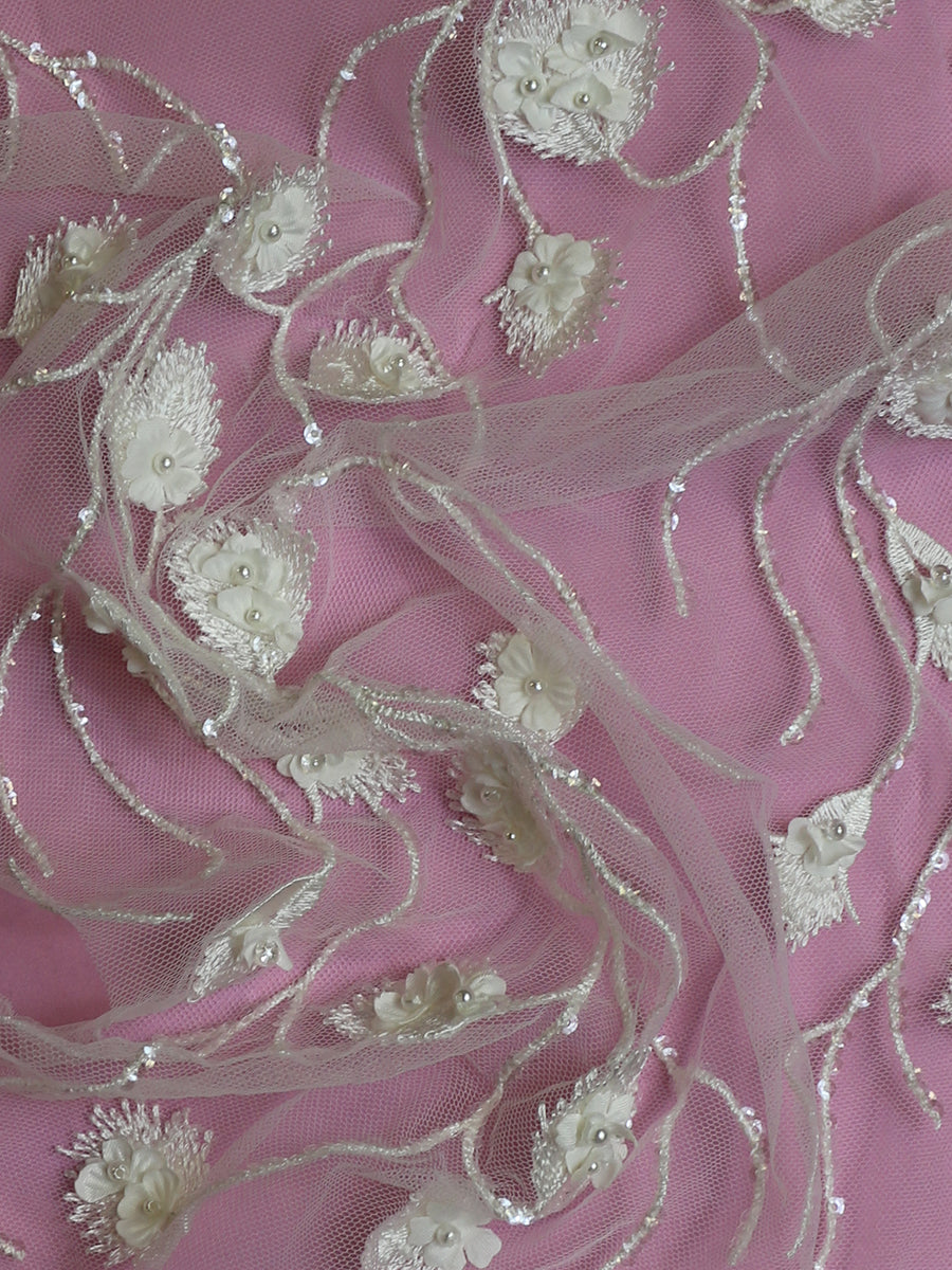 Dentelle Tulle Brodée Ivoire - Appolline