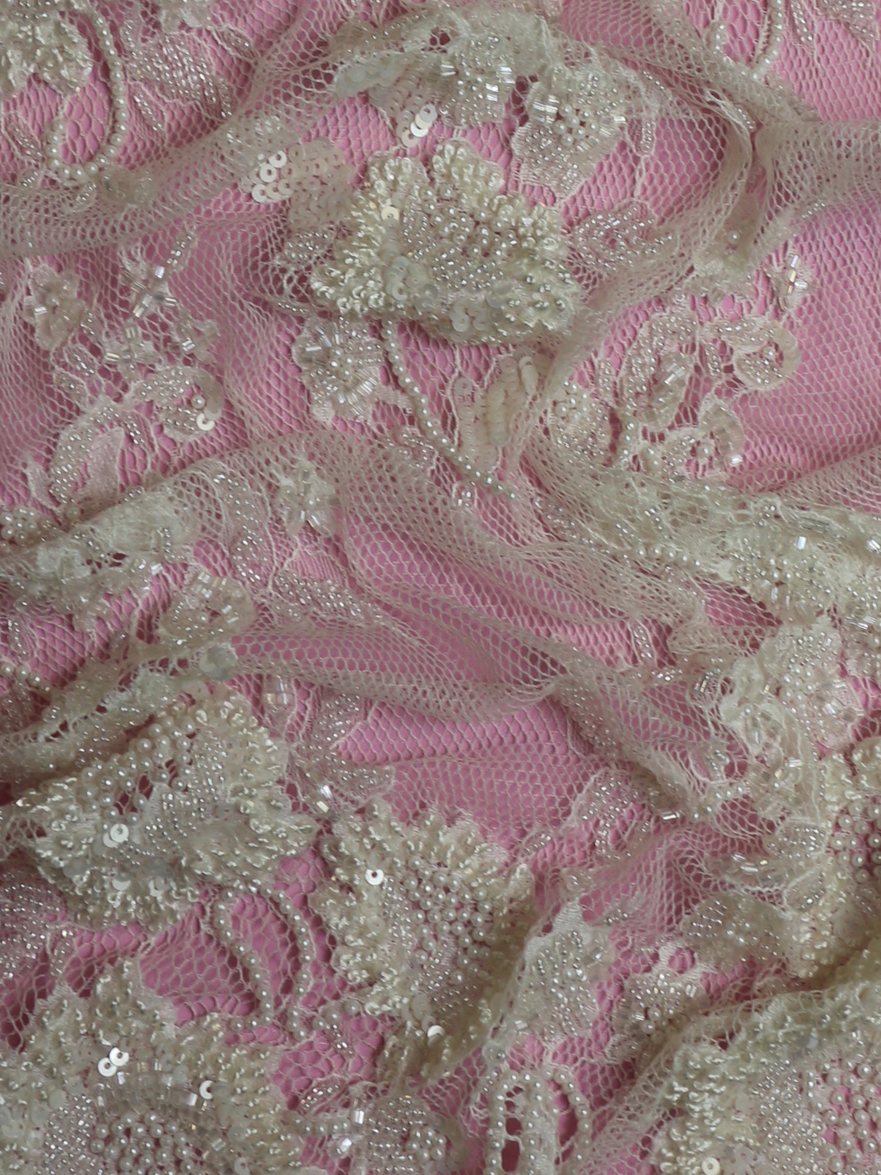 Dentelle Rachel perlée à la main ivoire - Ashley