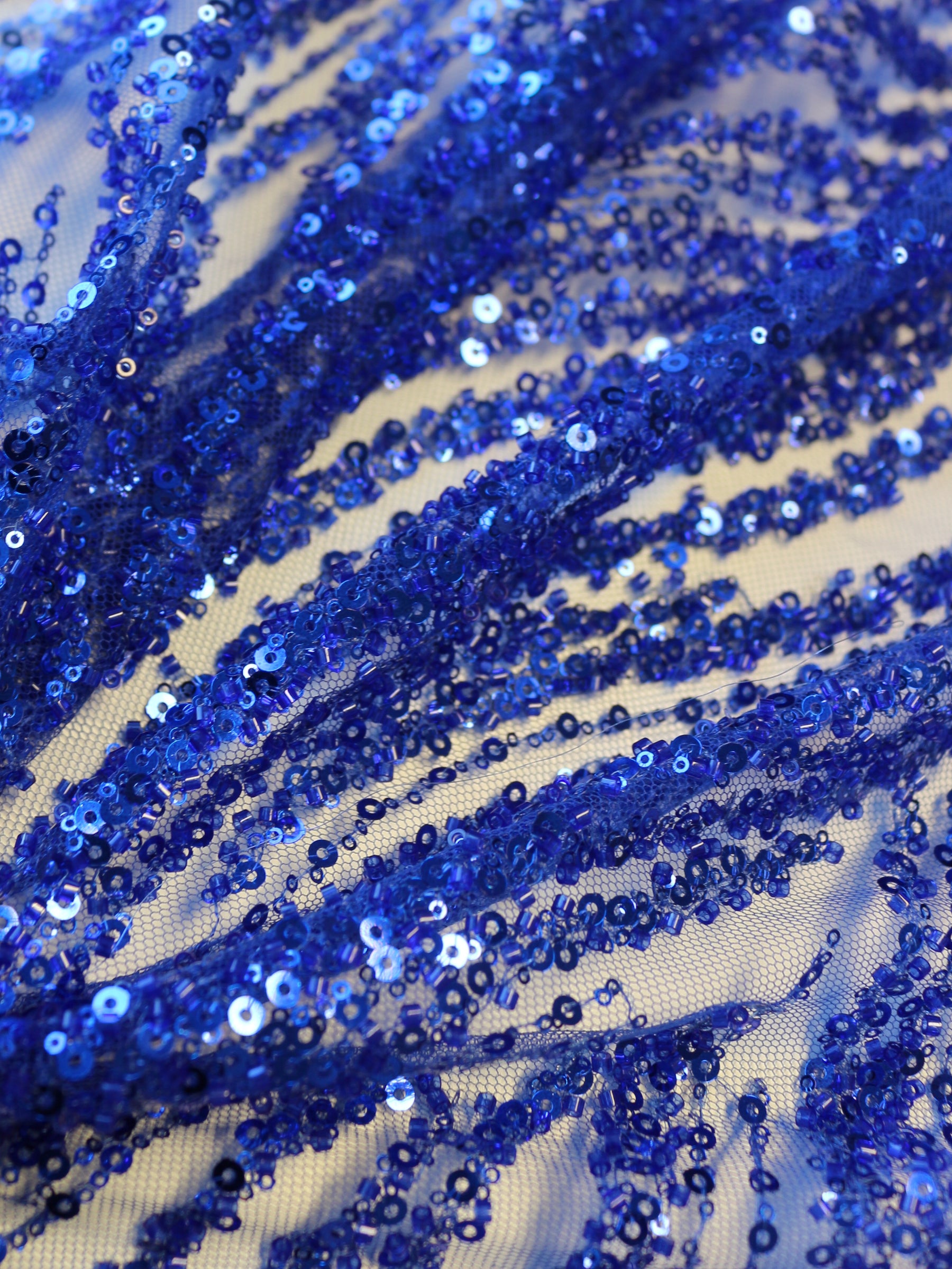 Dentelle perlée et pailletée bleue - Gillian