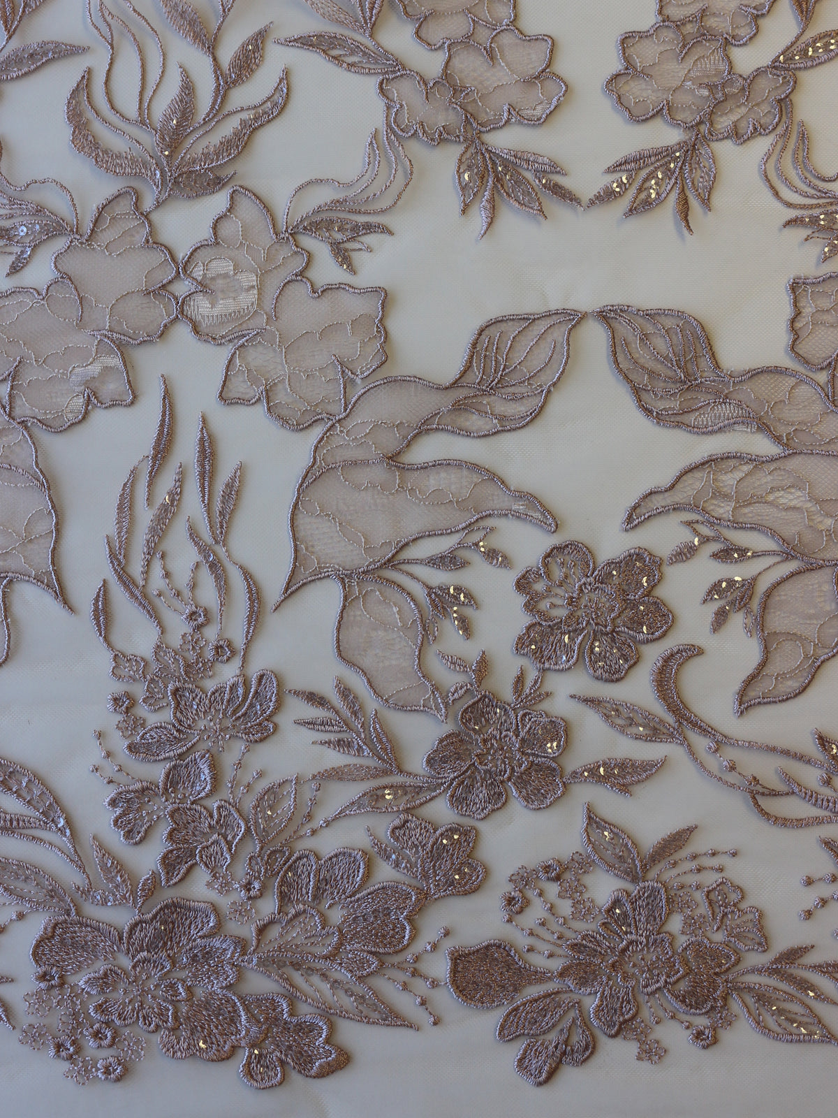 Dentelle brodée à paillettes rose - Tiana