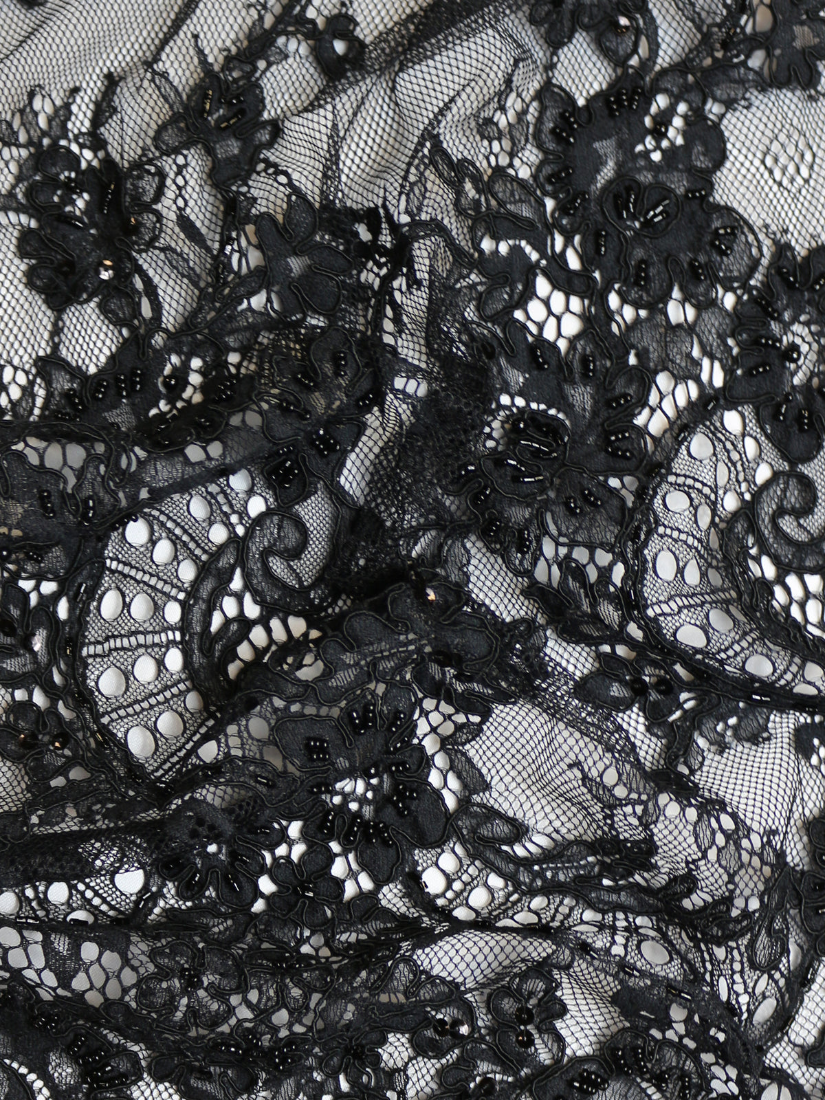 Dentelle Perlée Noire - Ébène