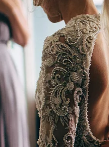 Dentelle Perlée Paisley Ivoire - Amani