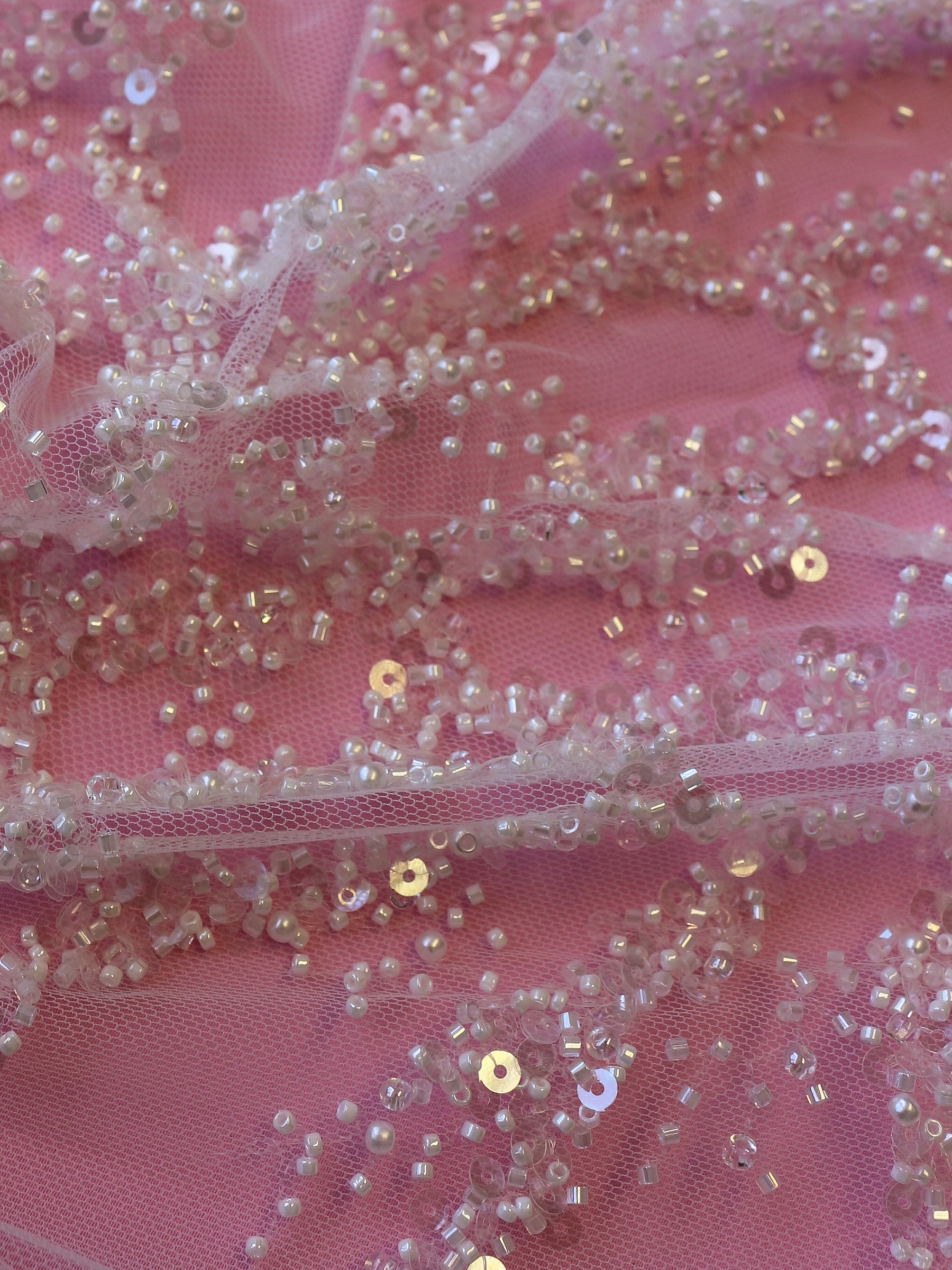 Dentelle perlée ivoire - Avril