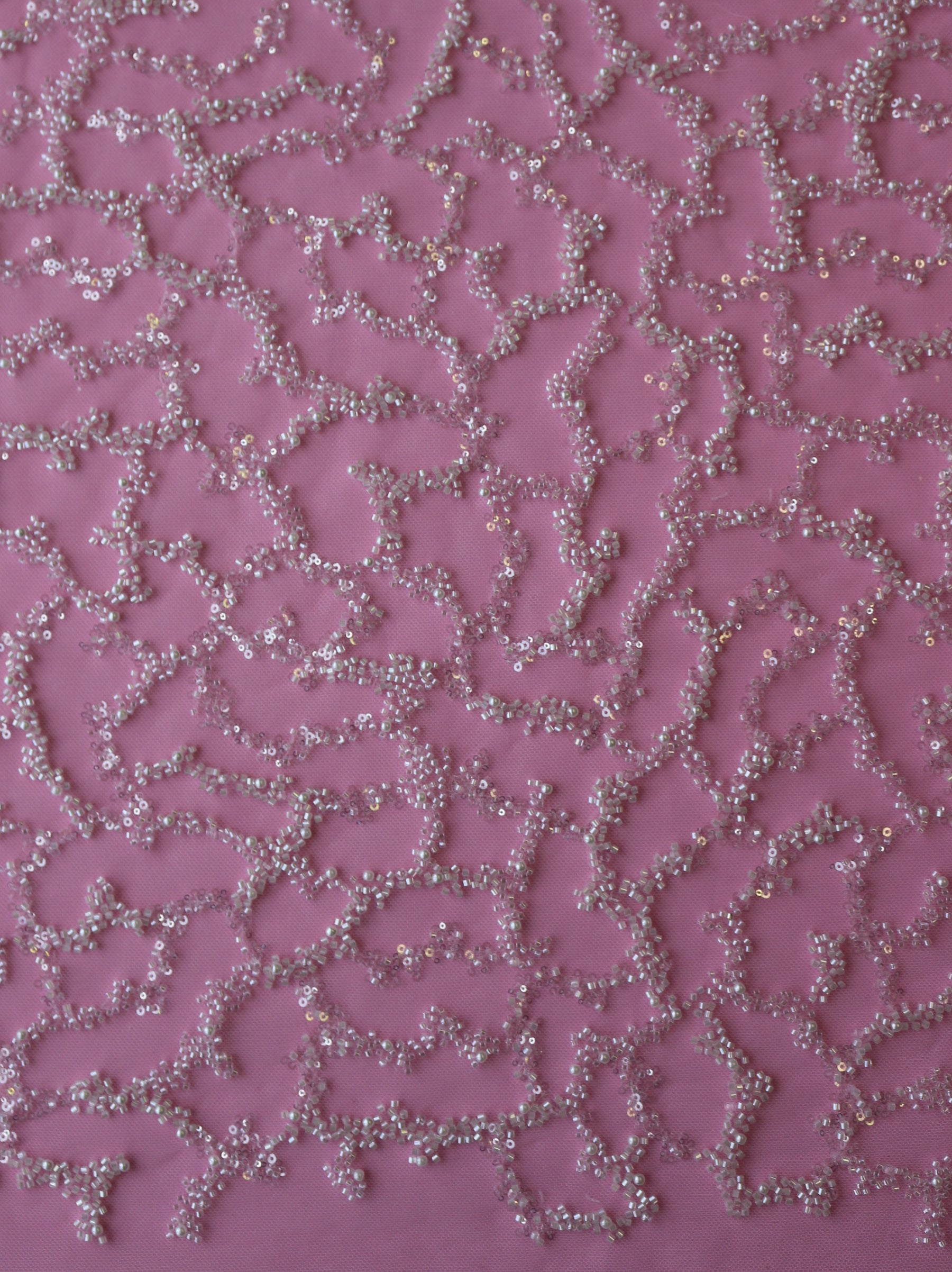 Tulle ivoire pailleté et perlé - Denise