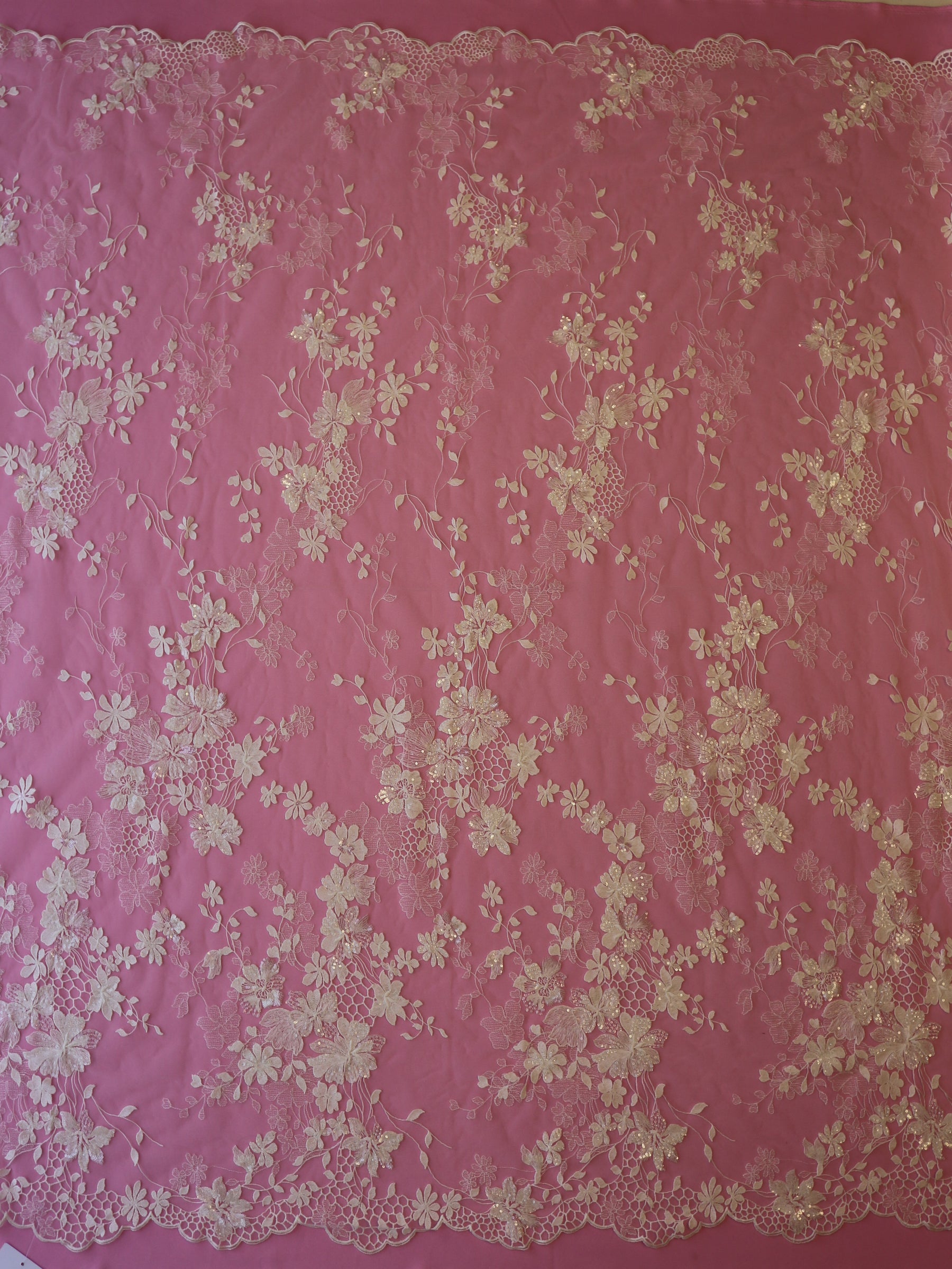 Dentelle brodée ivoire - Hughette