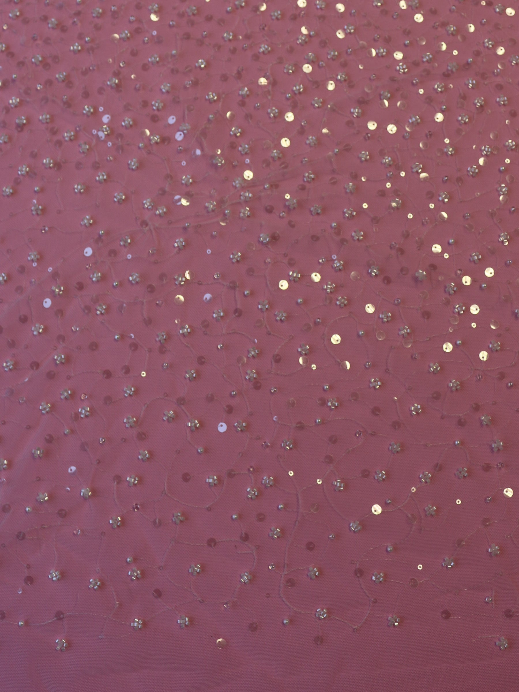 Tulle ivoire pailleté et perlé - Kenza