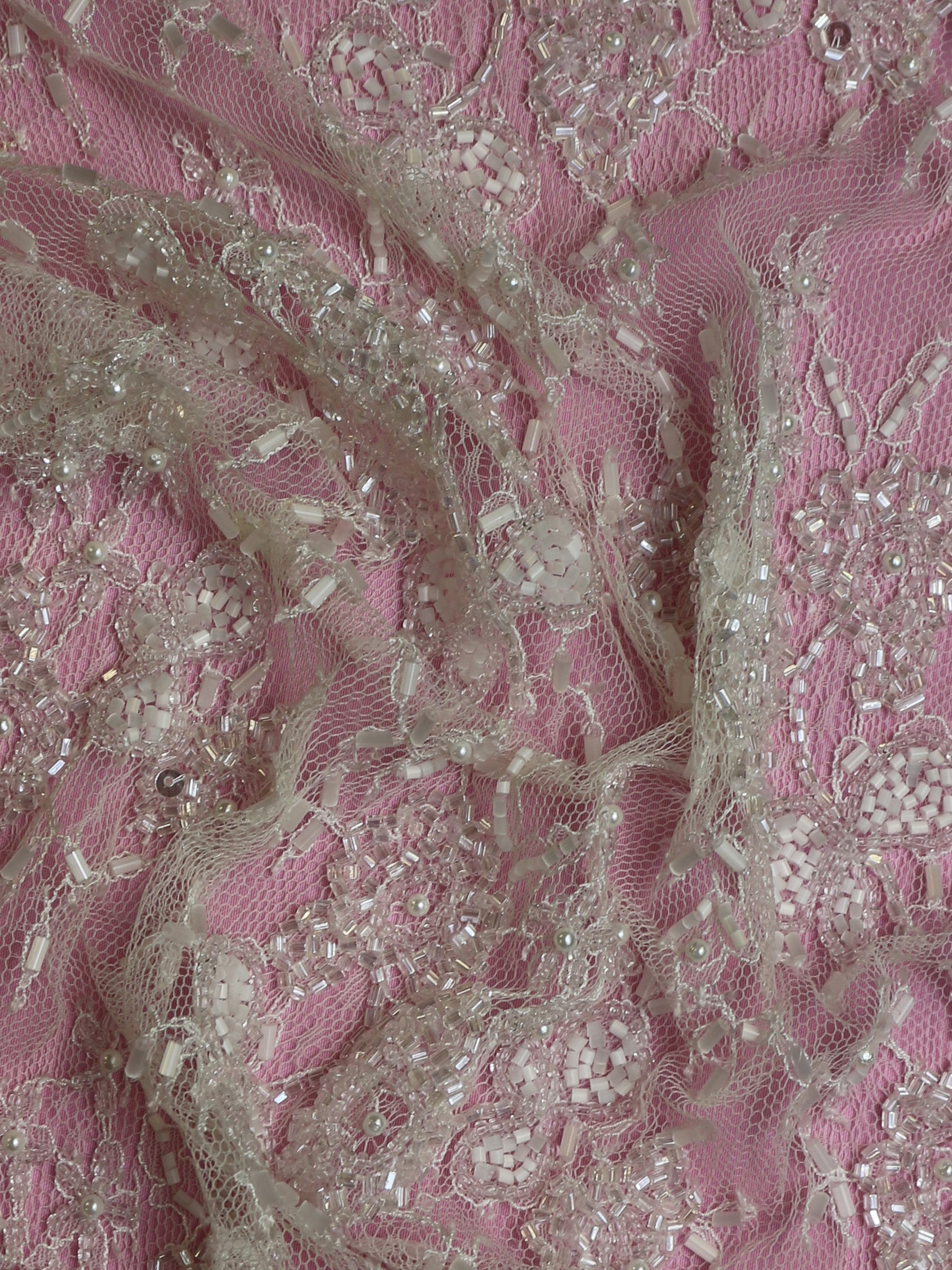 Dentelle Chantilly Perlée Ivoire - Meryl