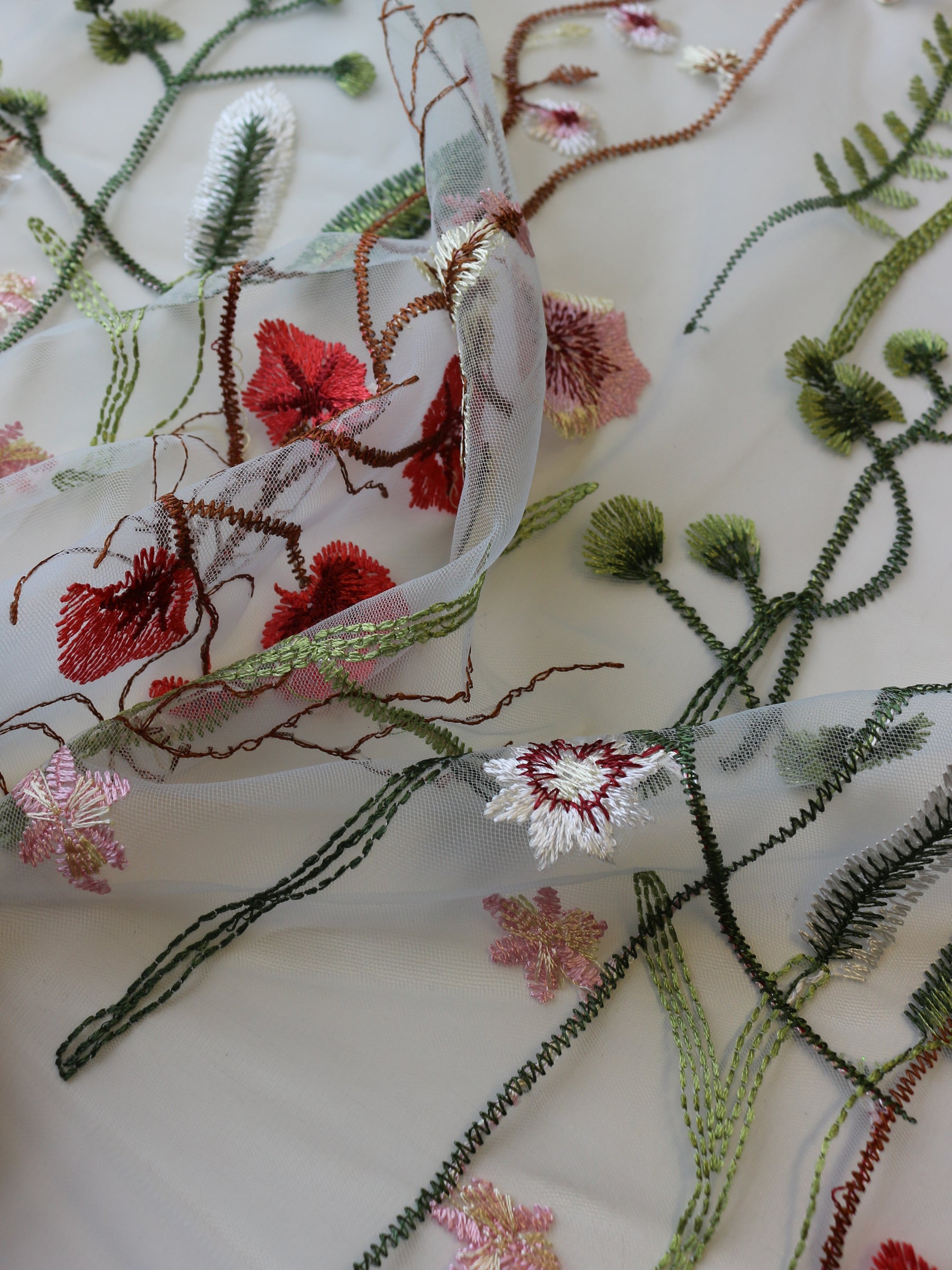 Dentelle brodée menthe - Sassi