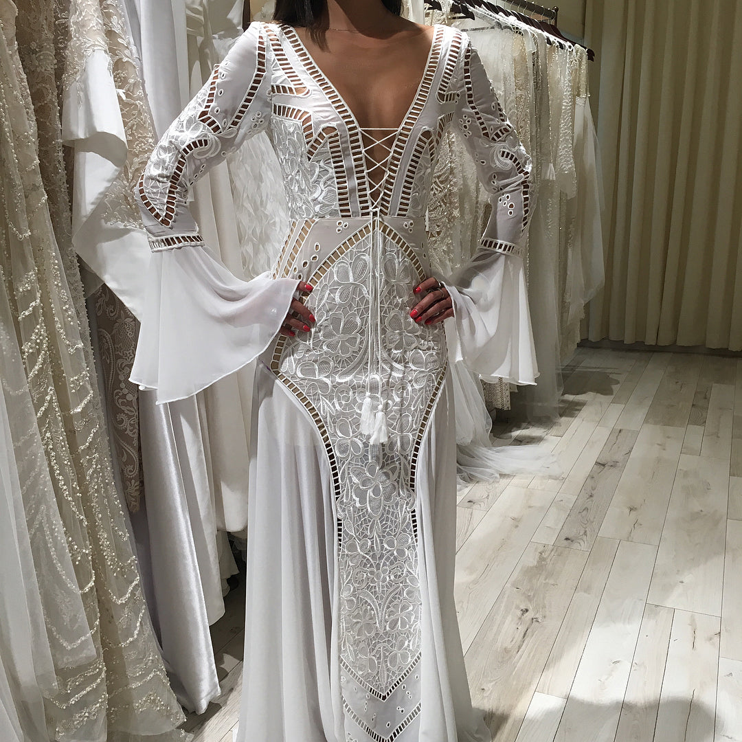Dentelle brodée rose pâle - Nyla