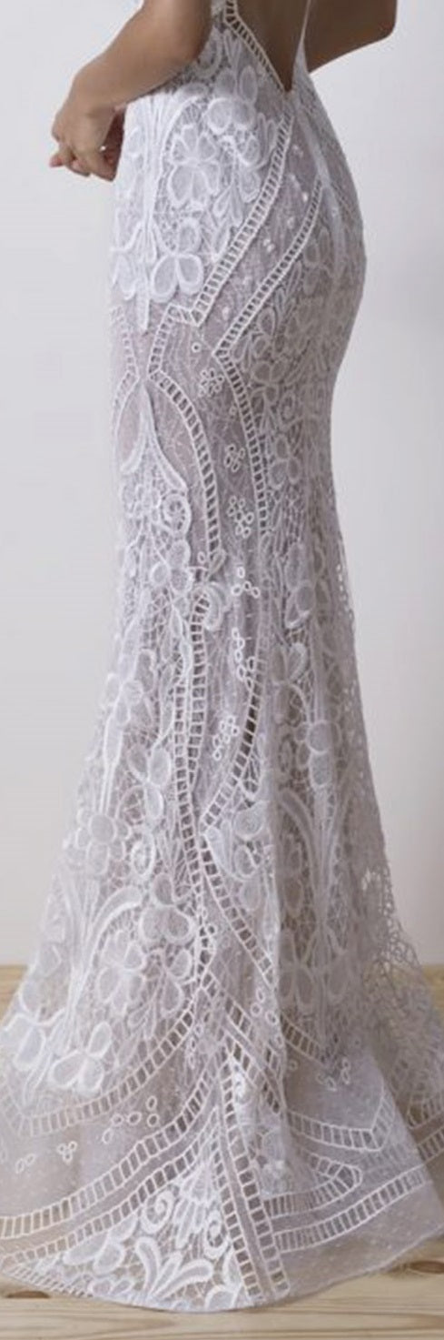 Dentelle brodée rose pâle - Nyla