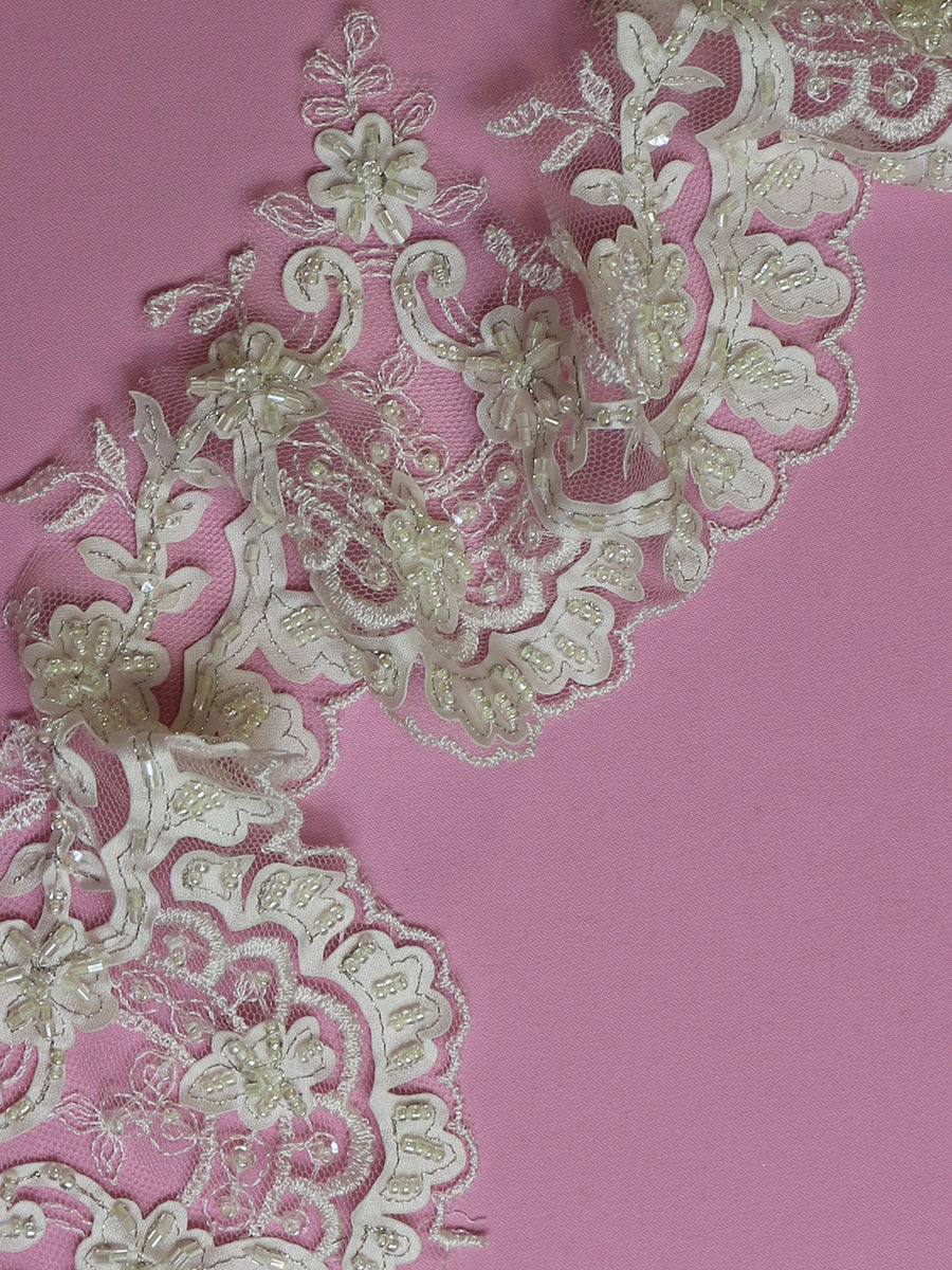 Bordure en dentelle blanche cordée - Olivia