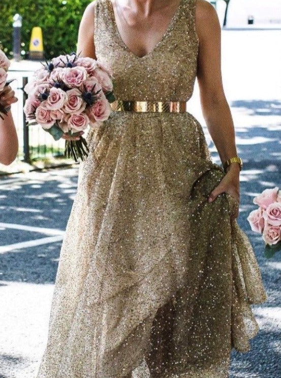 Tulle Pailletté en Or - Fabiola