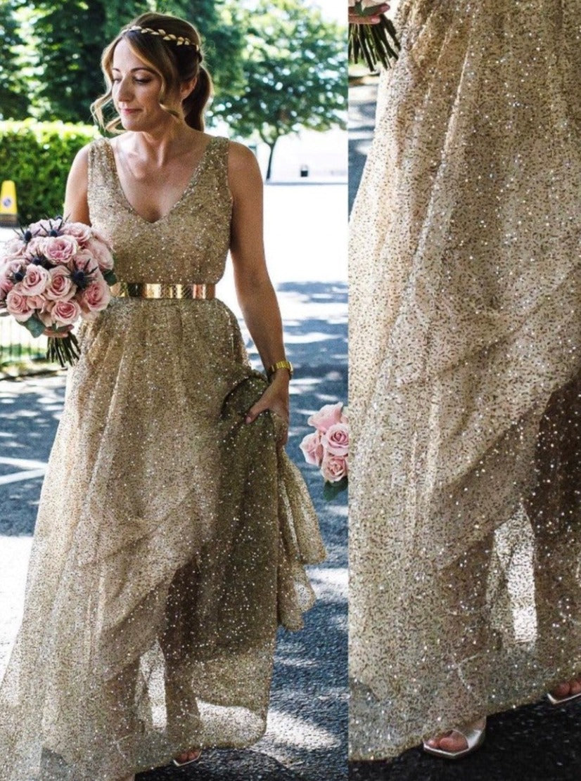 Tulle Pailletté en Or - Fabiola