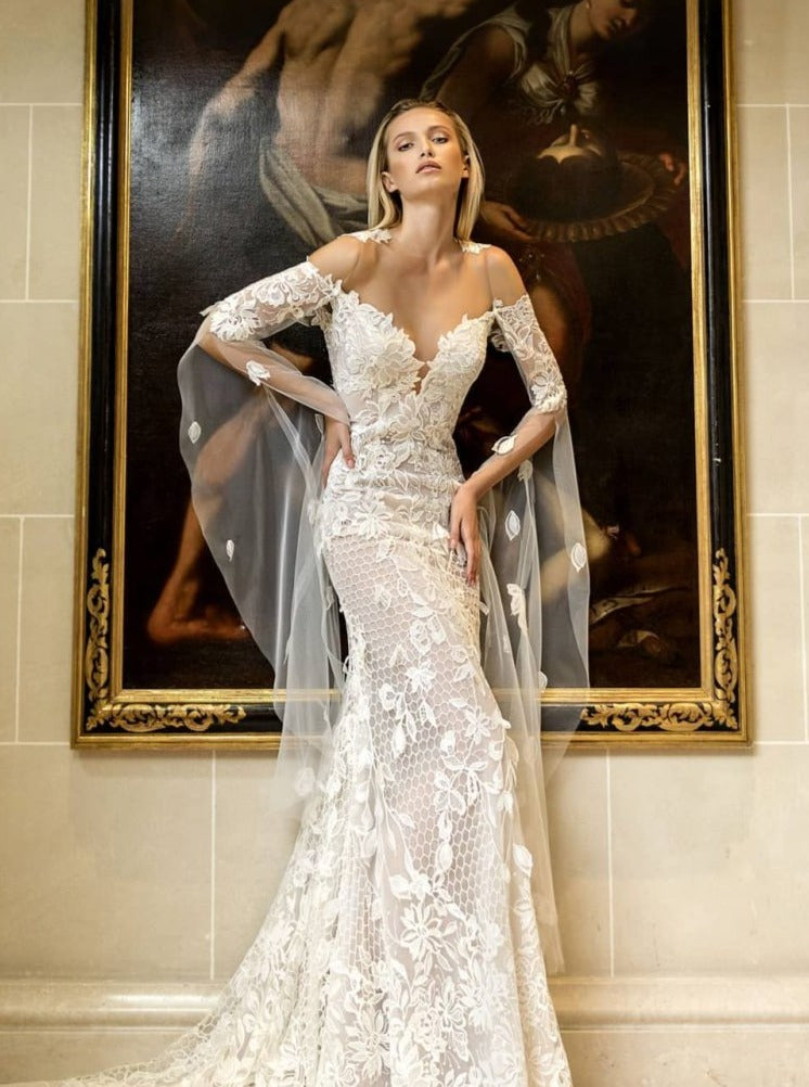 Dentelle Treillis Brodée Ivoire - Kiri