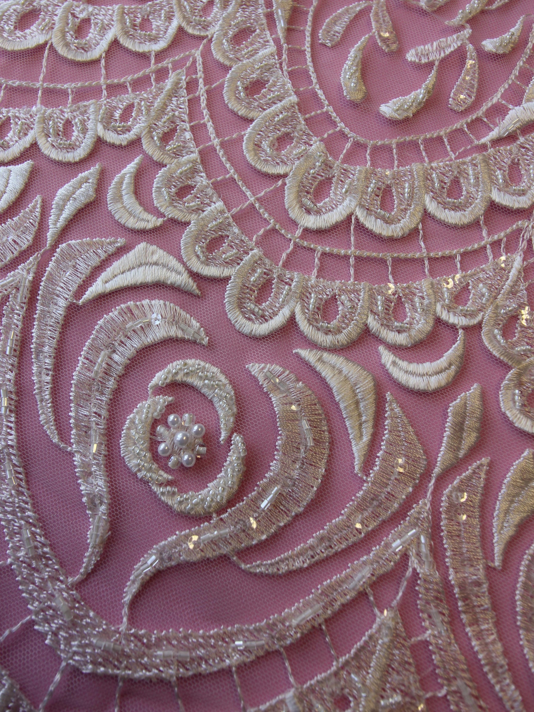 Dentelle Broderie Perlée Ivoire - Béatrice