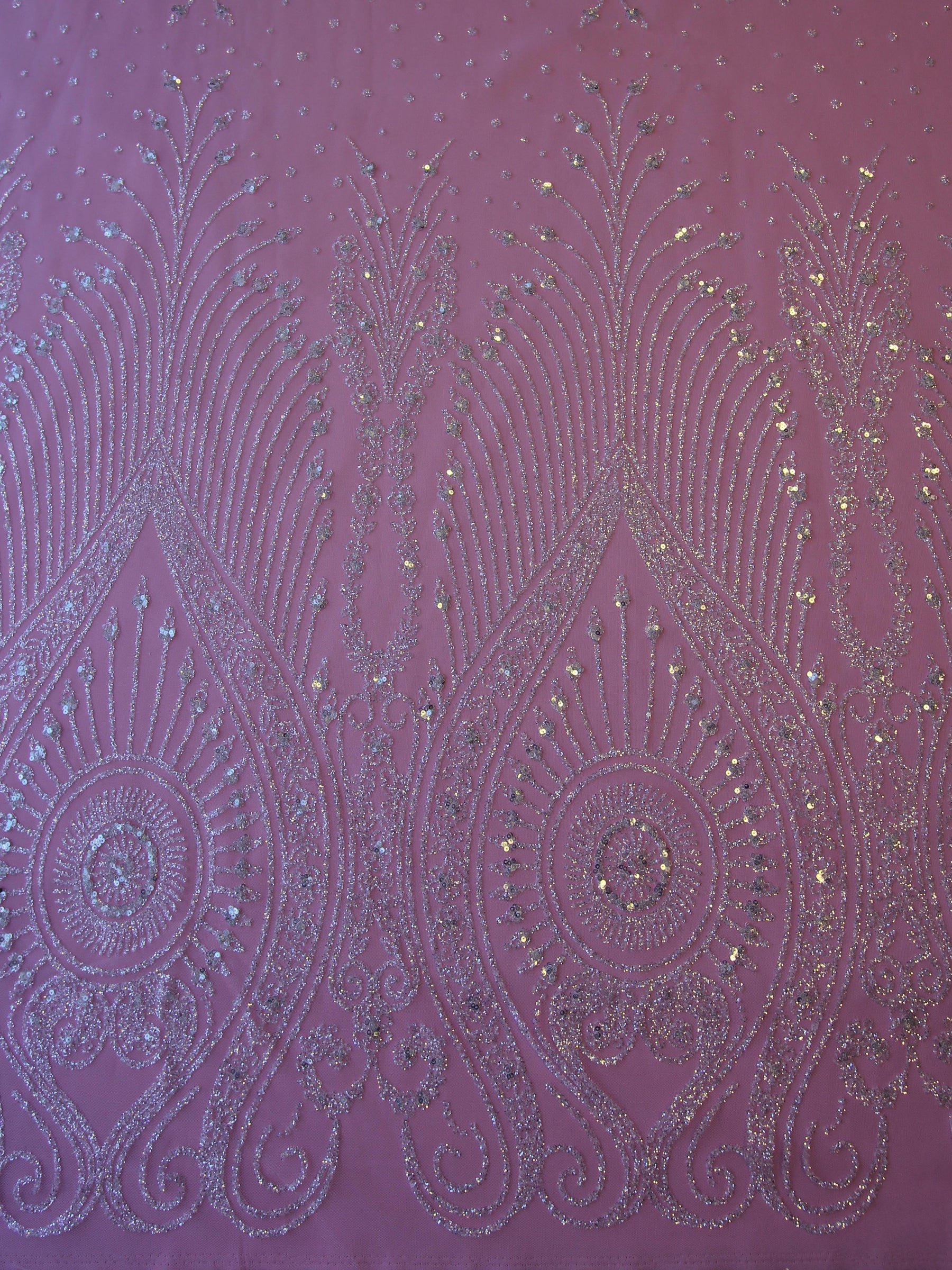 Dentelle Paillettes Ivoire - Flora