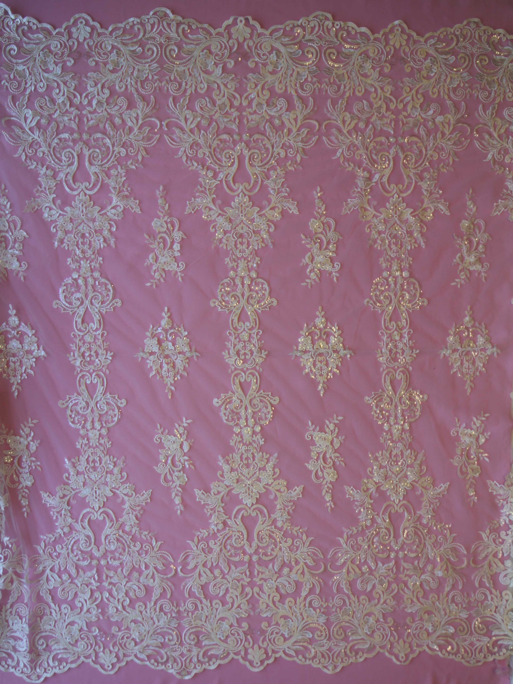 Dentelle Broderie Paillettes Ivoire - Bijou