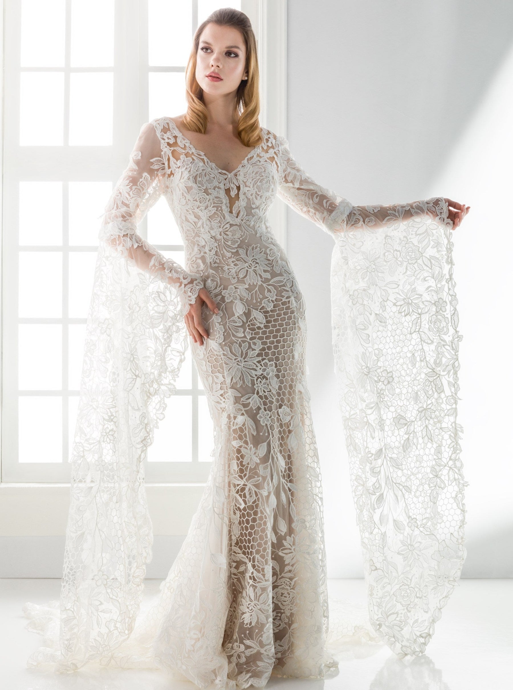 Dentelle Treillis Brodée Ivoire - Kiri