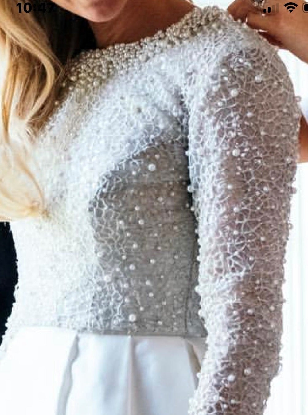 Dentelle Broderie Perlée Ivoire - Lila