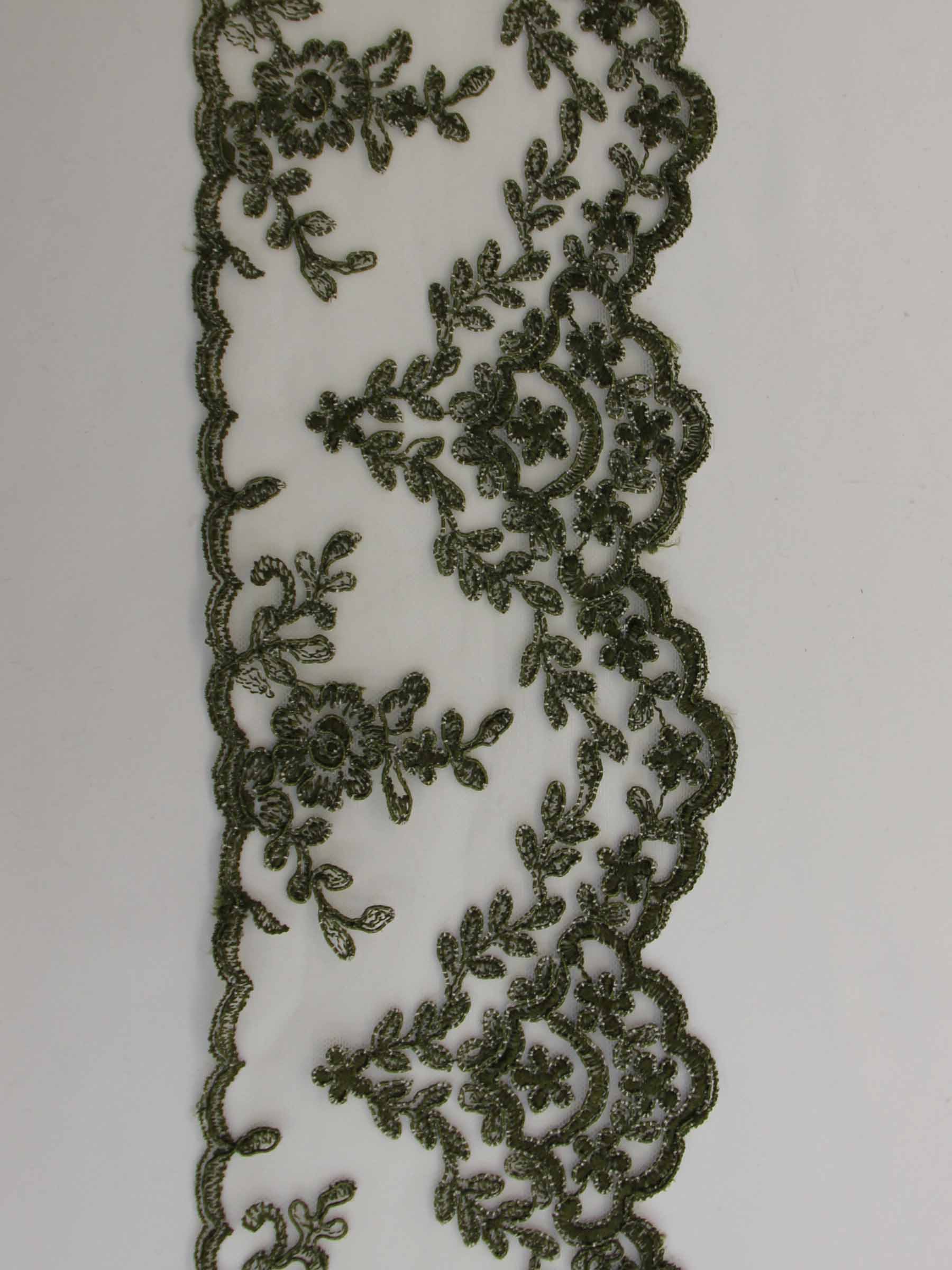 Bordure en dentelle verte olive - Kansas.