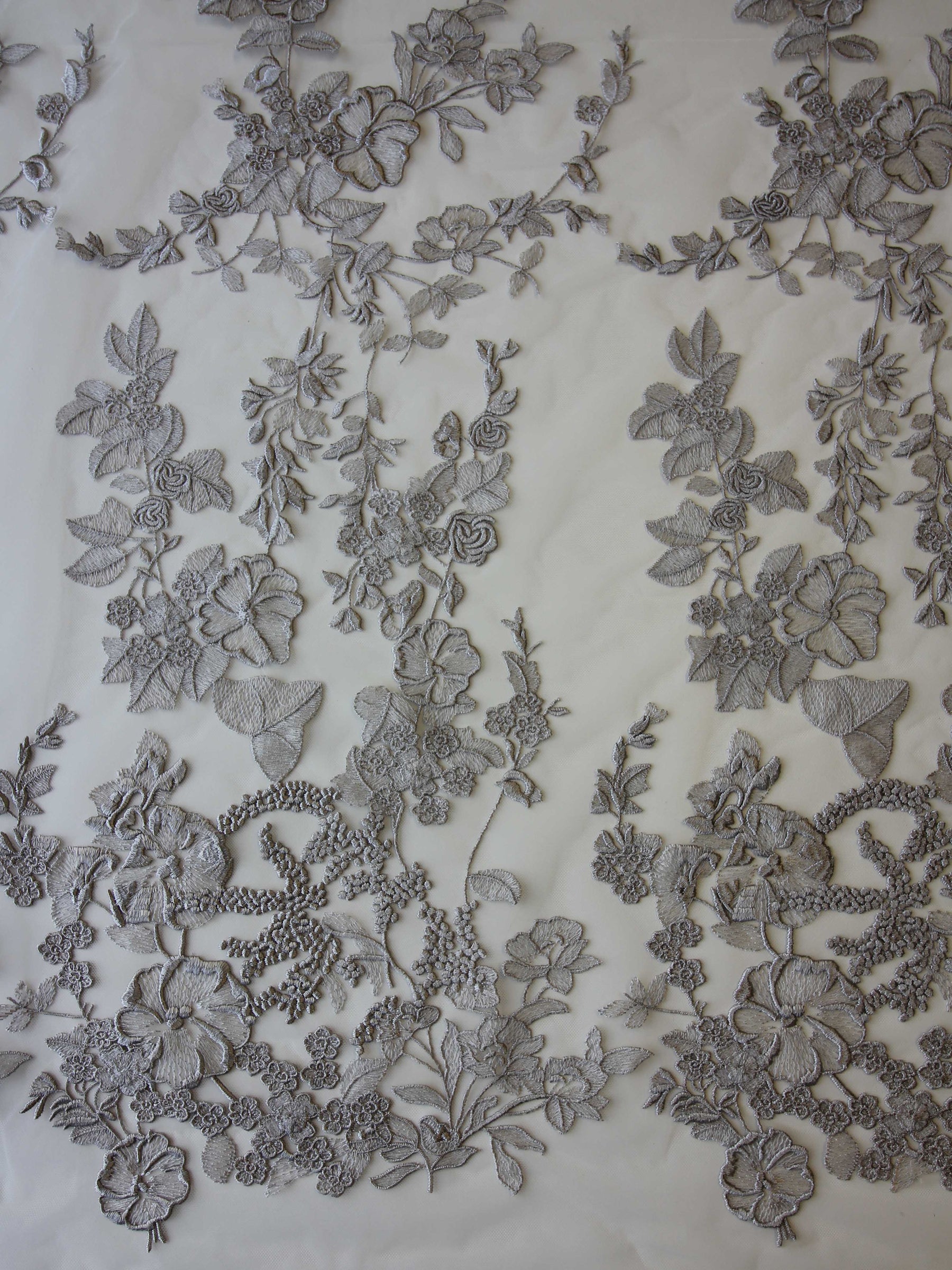 Dentelle Broderie Gris Étain - Garbo