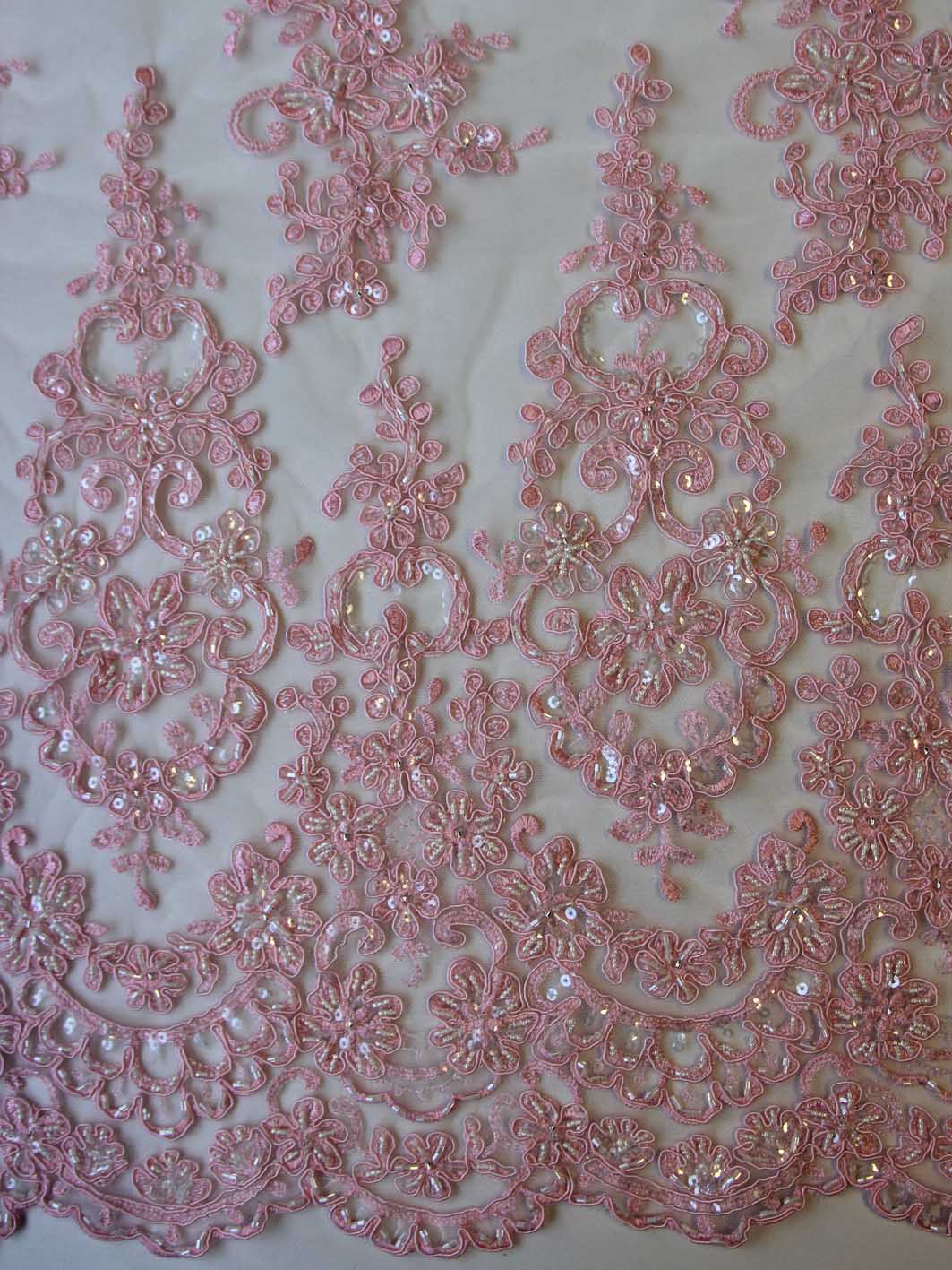 Dentelle rose poudré - Alexandra.