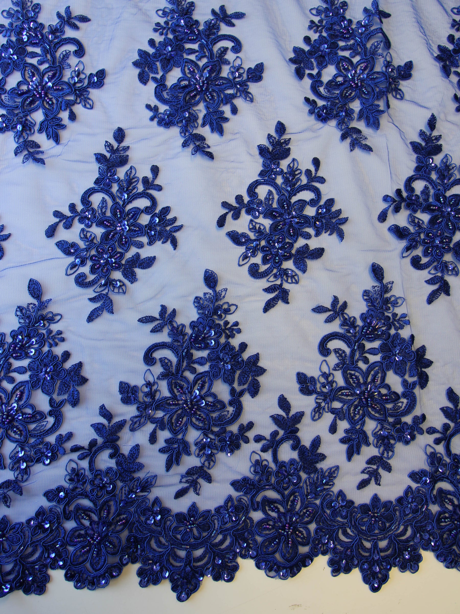Dentelle Perlée Bleu Royal - Kady
