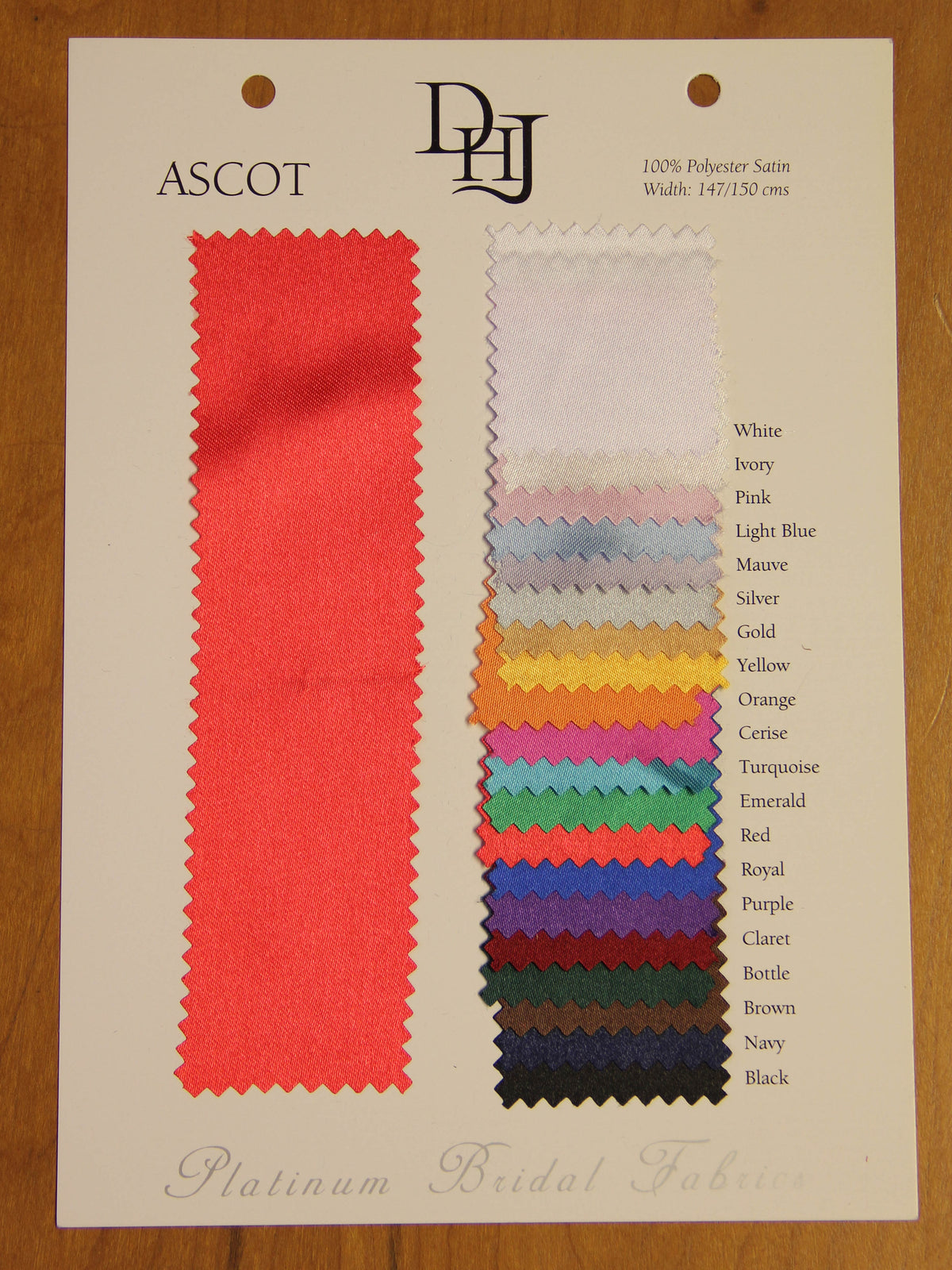 Carte à nuances de satins en polyester - Ascot
