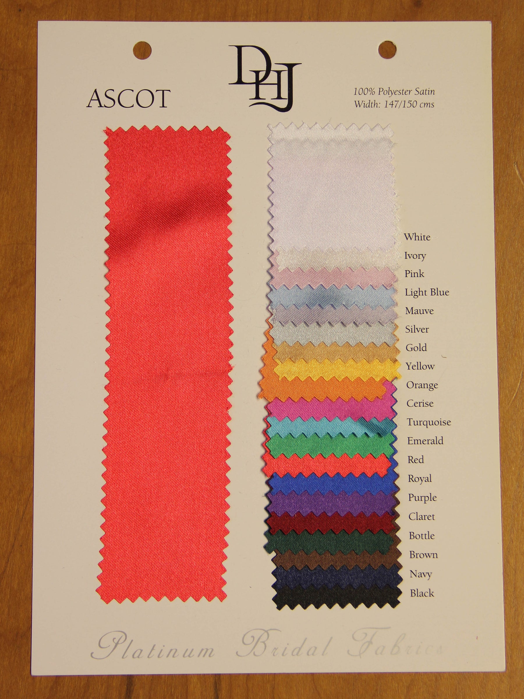 Carte à nuances de satins en polyester - Ascot