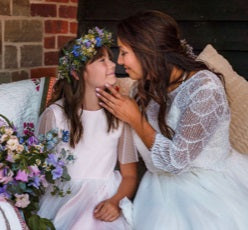 Beaded ivory lace wedding dress using Brianna 5