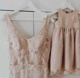 Blush pink wedding dress using 3d flower lace Hildreth 4