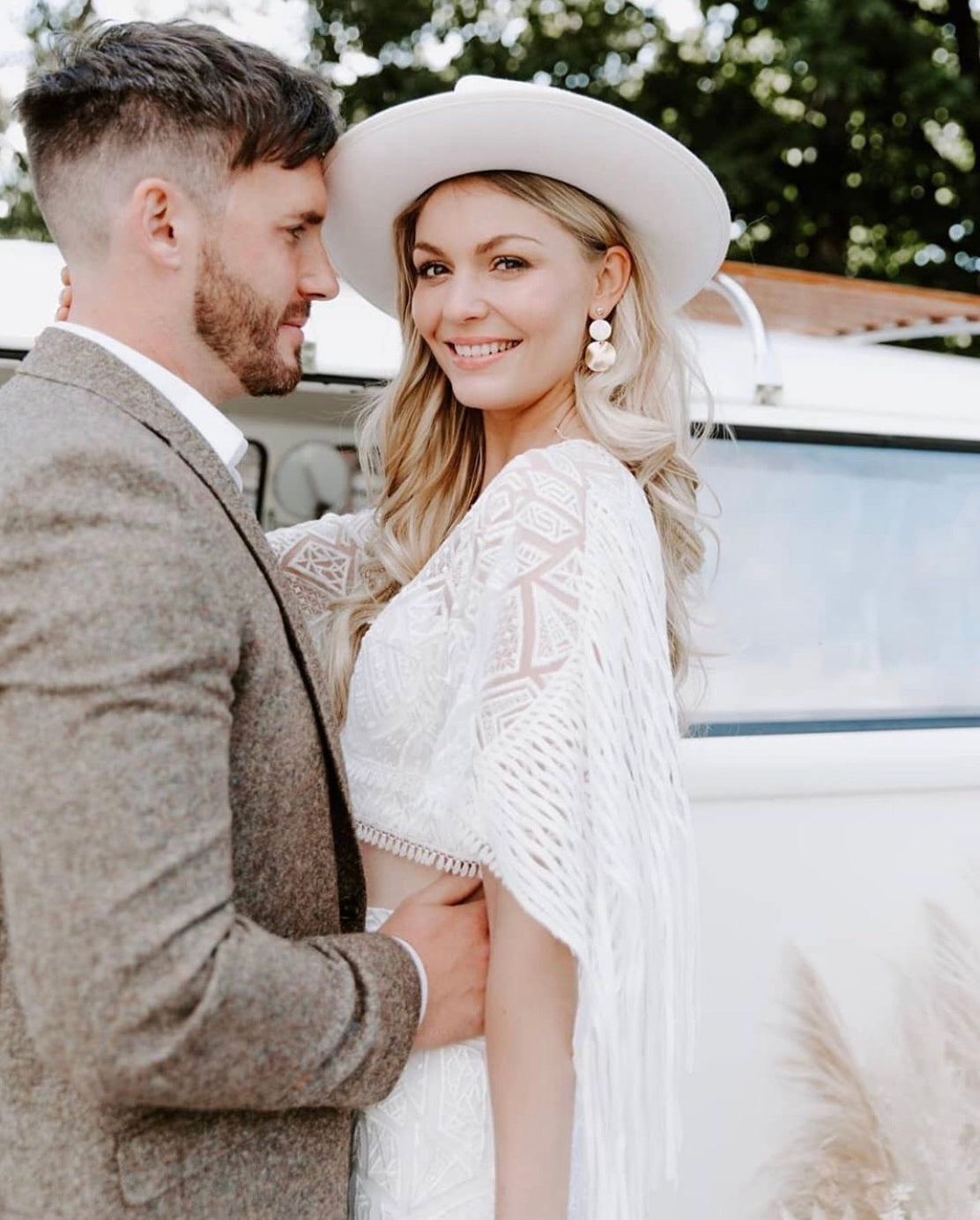 Boho bride wedding dress featuring fringed lace Essence 10