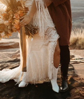 Boho wedding dress using ivory tassle geometric lace Essence 15