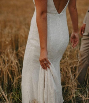 Ivory beaded wedding dress with beaded lace fabric Mallory 2