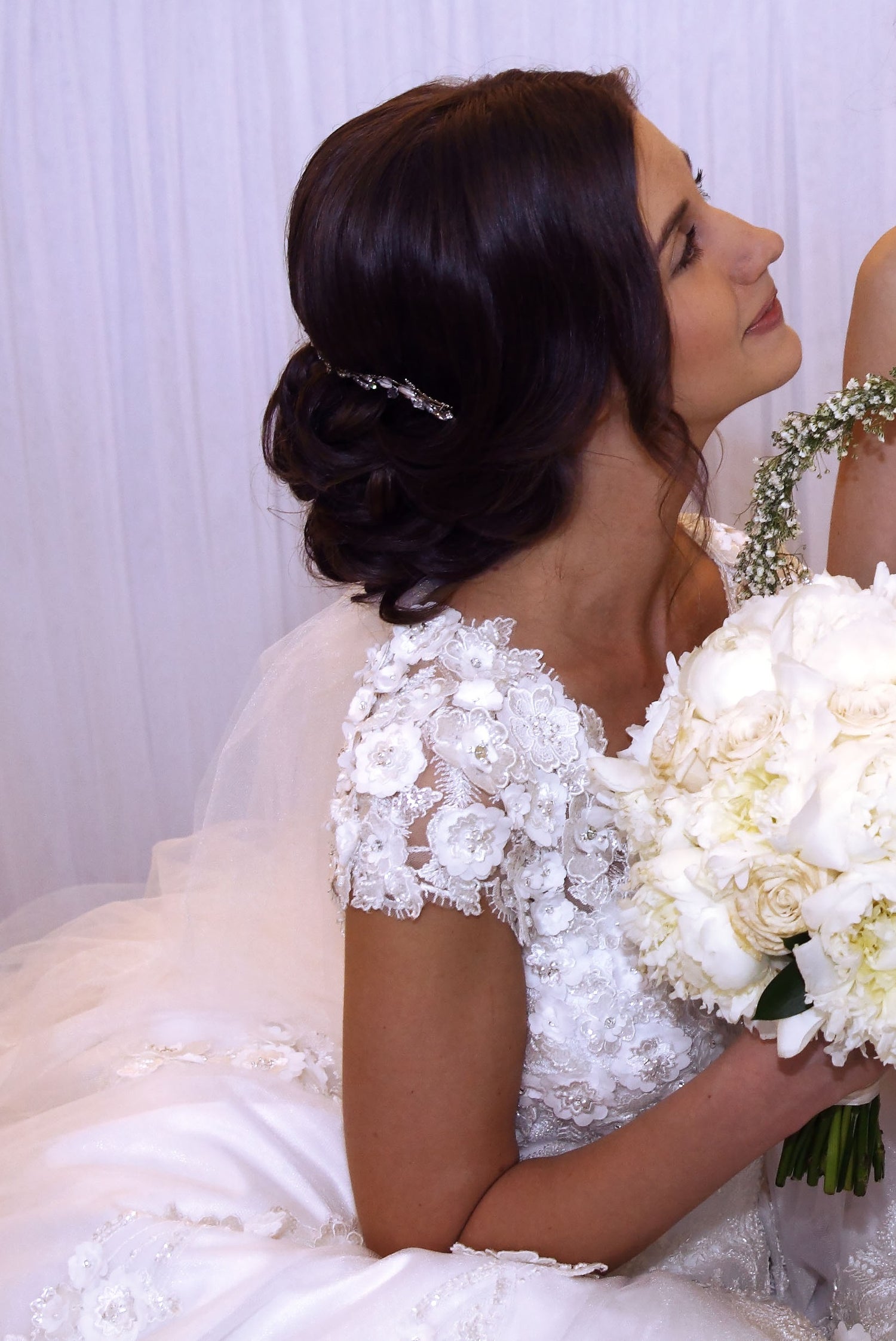 Ivory Lace Wedding Dress Blake with 3D flowers 2