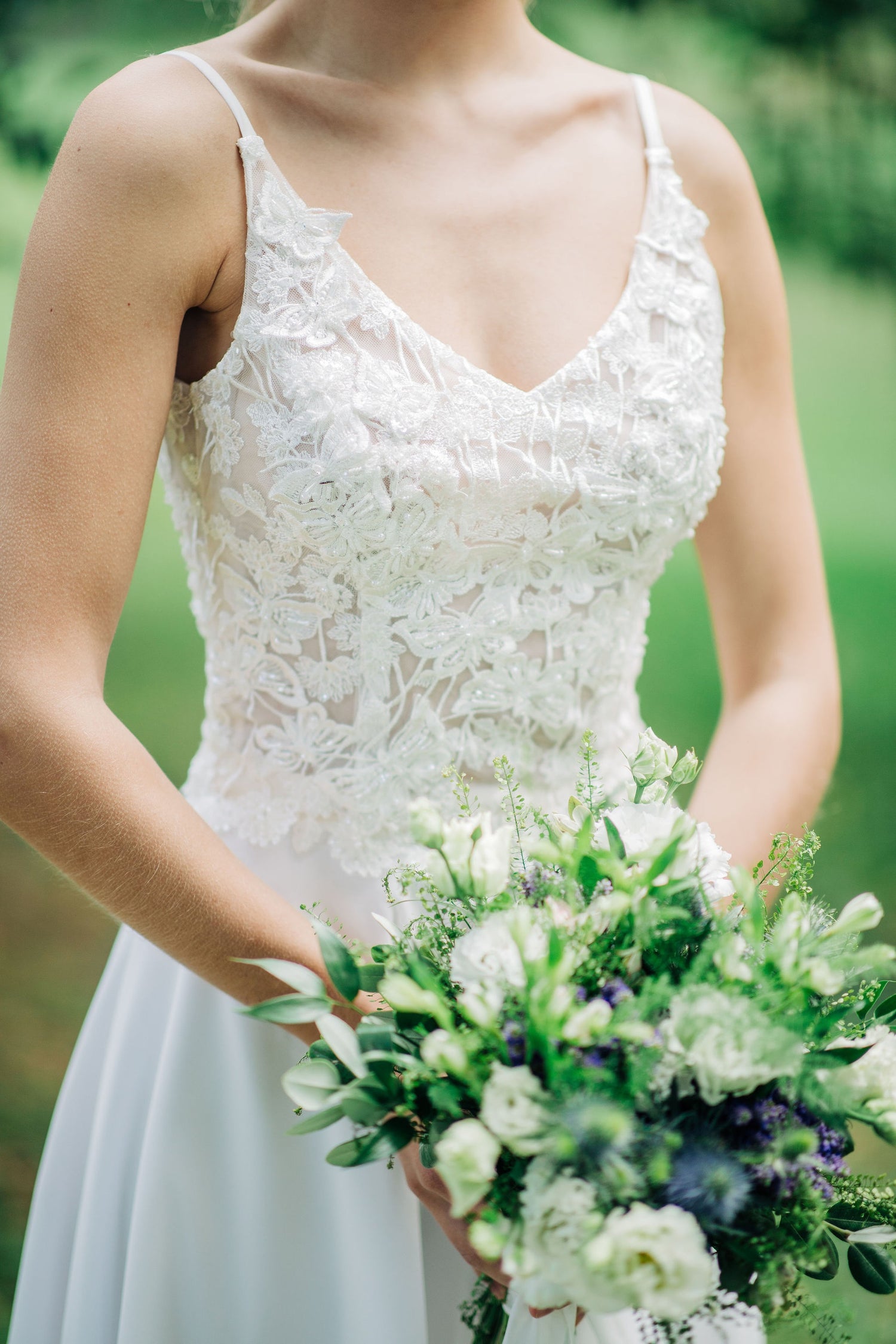 Ivory lace wedding dress with flower and butterfly lace Renee 3