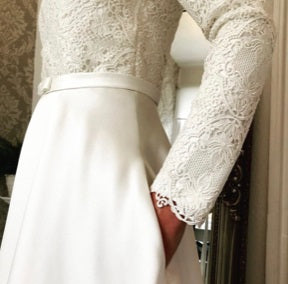 Lace and satin ivory wedding dress using ivory Guipure lace Lennox 3