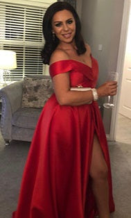 Red Satin evening dress in Contessa Scarlet 2