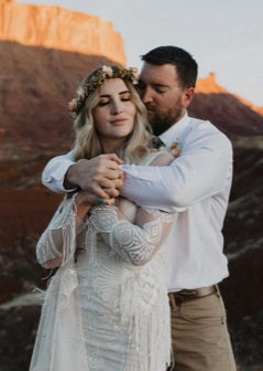 Wedding dress ivory embroidered lace with feather detail Euphoria 4