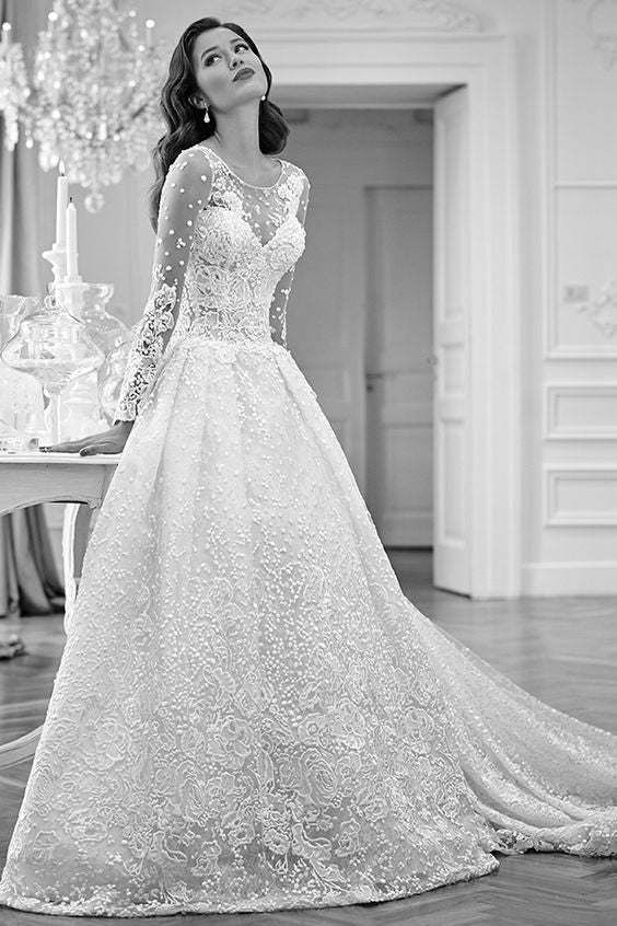 Wedding Dress using ivory embroidery lace Leonora 1