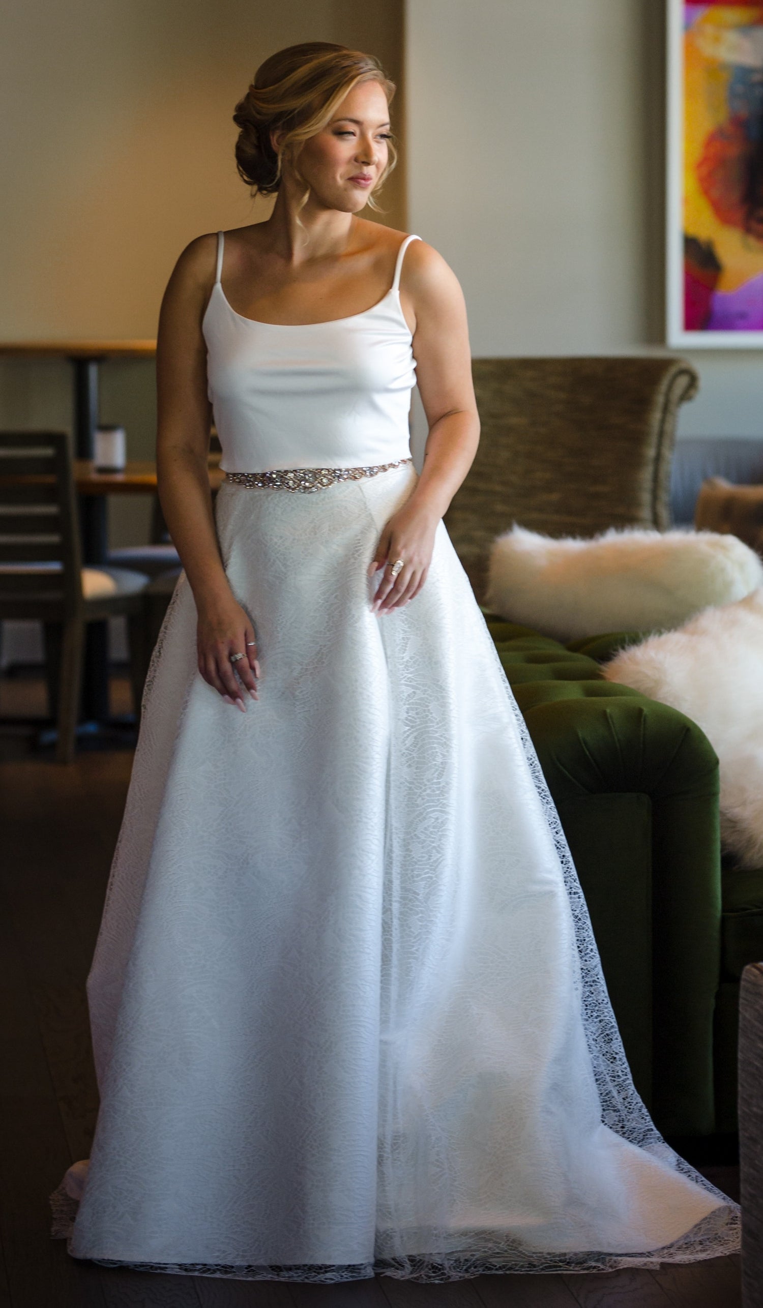 Wedding dress using ivory lace Jubilee on the skirt 2