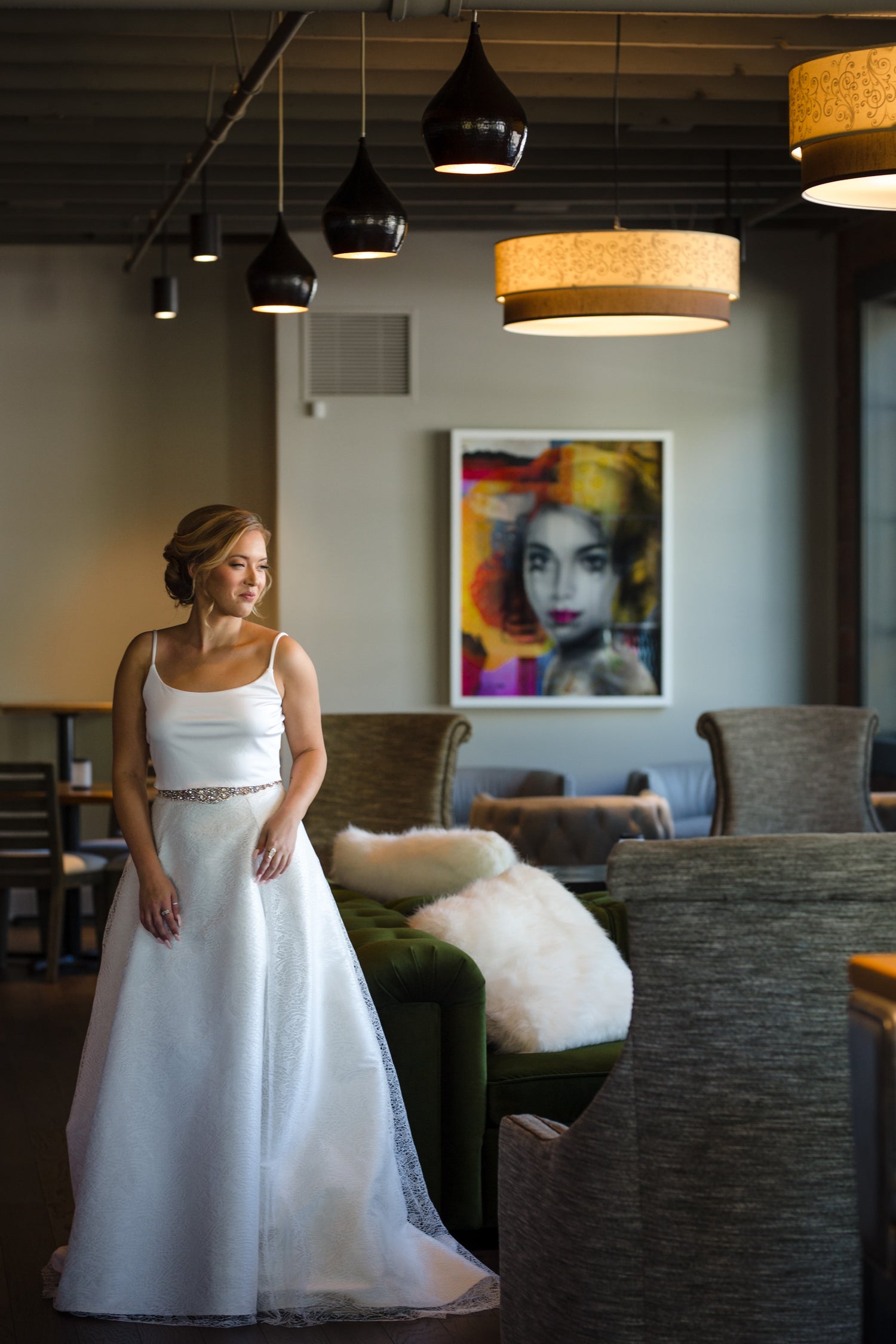 Wedding dress using ivory lace Jubilee on the skirt 1