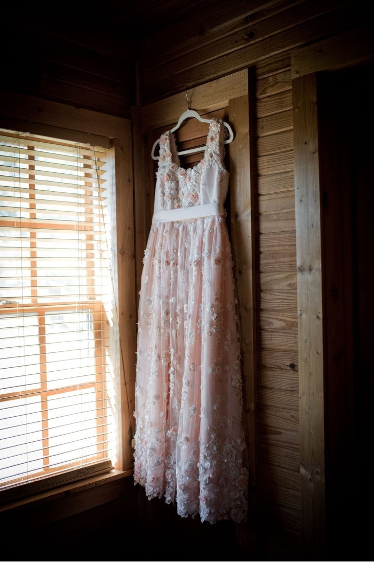 Wedding dress with 3d blush and ivory lace Eugenie 11