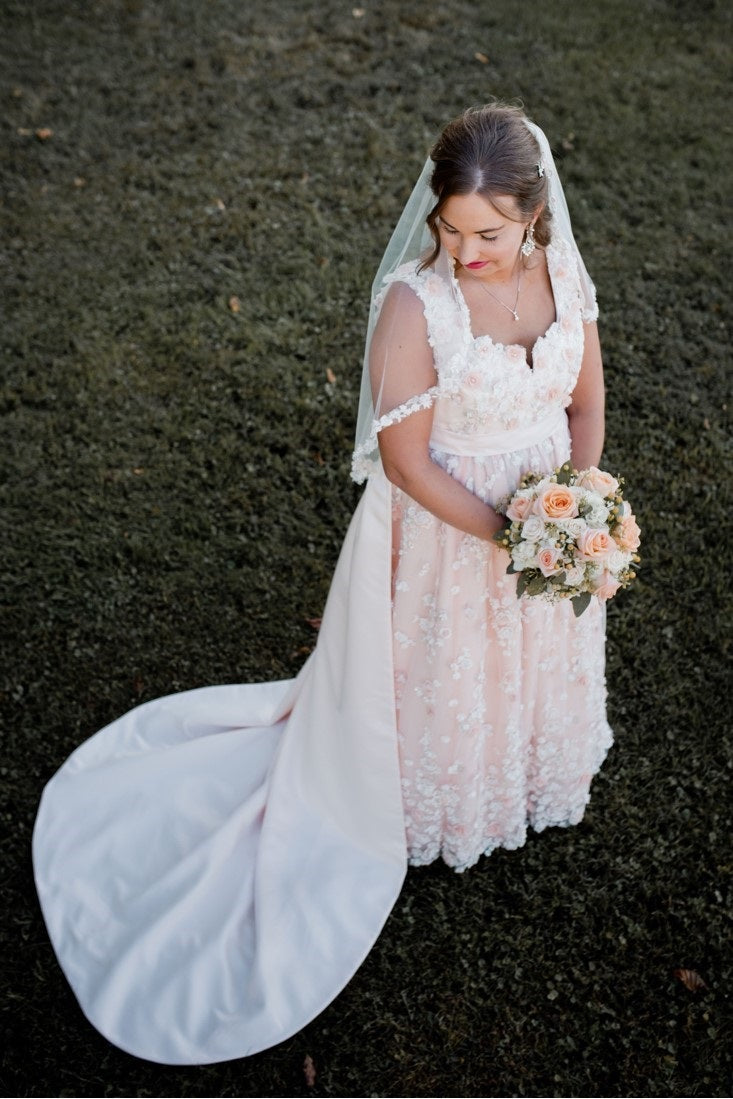 Wedding dress with 3d blush and ivory lace Eugenie 9