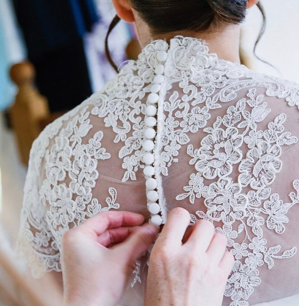 Wedding dress with ivory corded flower lace Belinda 2