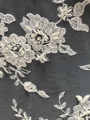 White Beaded Embroidery Lace - P483